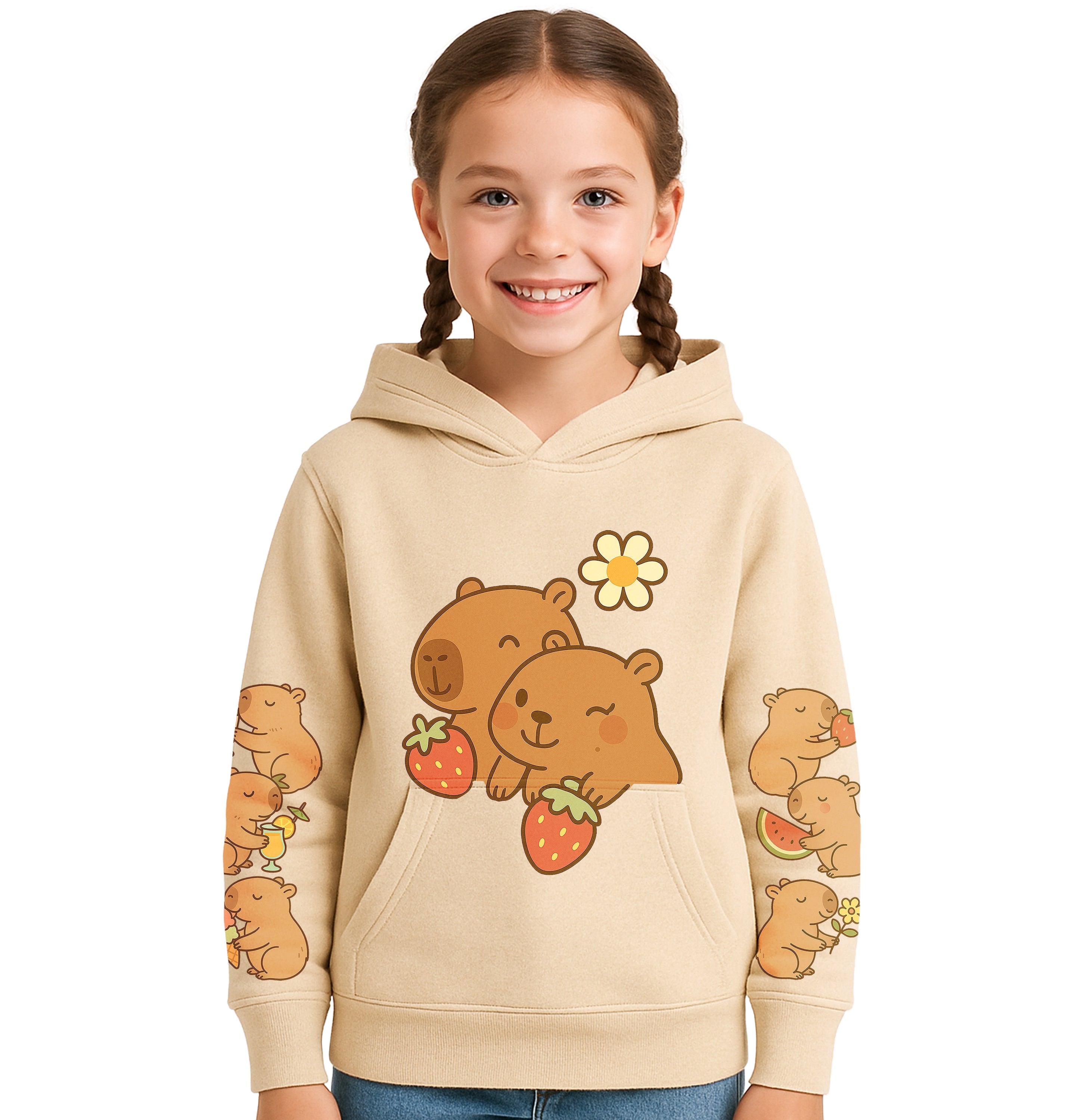 Kapibara Bluza z kapturem Bawełniana Kangurka - Dla Dzieci z Kapibarą Capybara