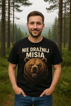 E12 Koszulka Męska T-Shirt Śmieszna Na Prezent dla Taty Męża Chłopaka Męża "Nie Drażnij Misia"