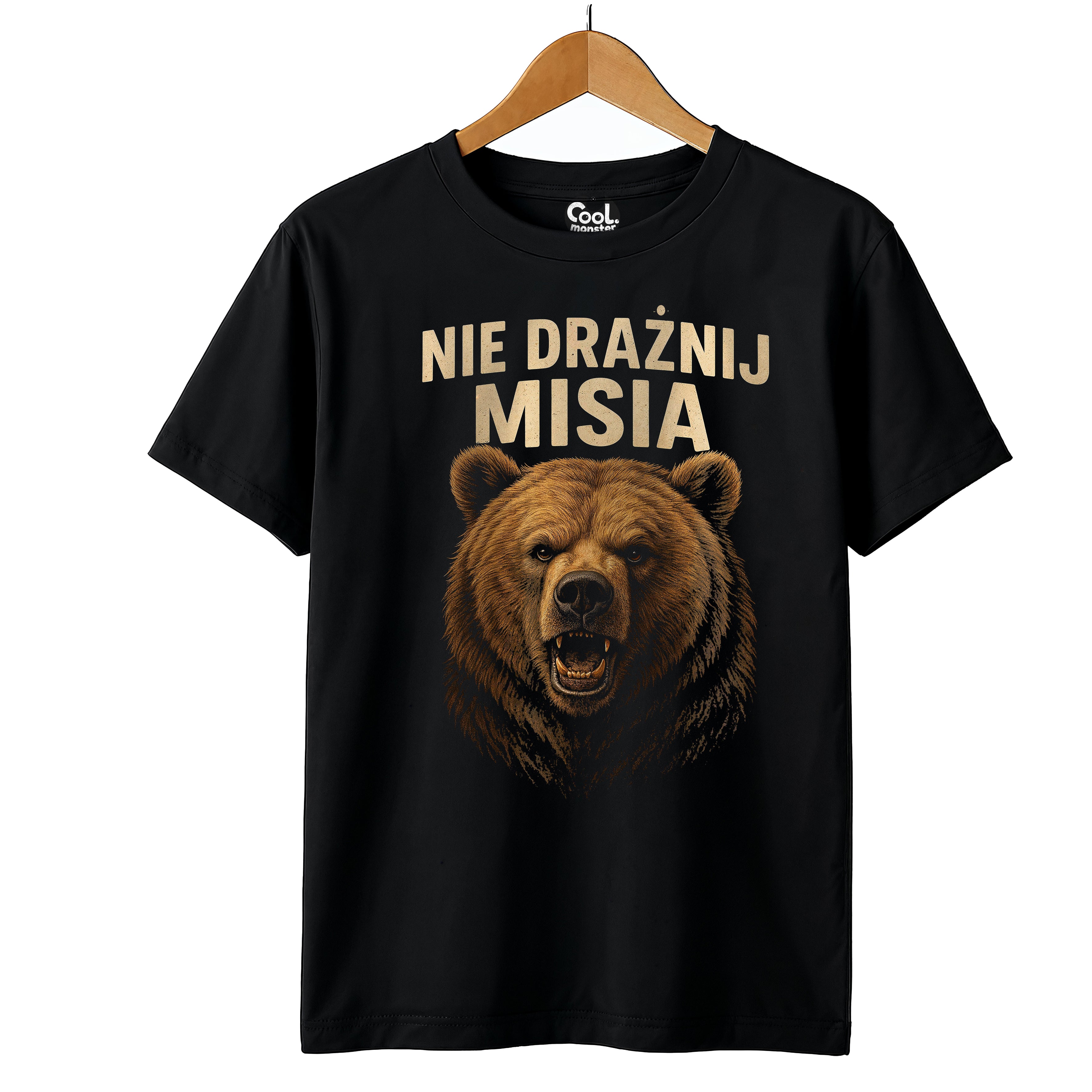 E12 Koszulka Męska T-Shirt Śmieszna Na Prezent dla Taty Męża Chłopaka Męża "Nie Drażnij Misia"