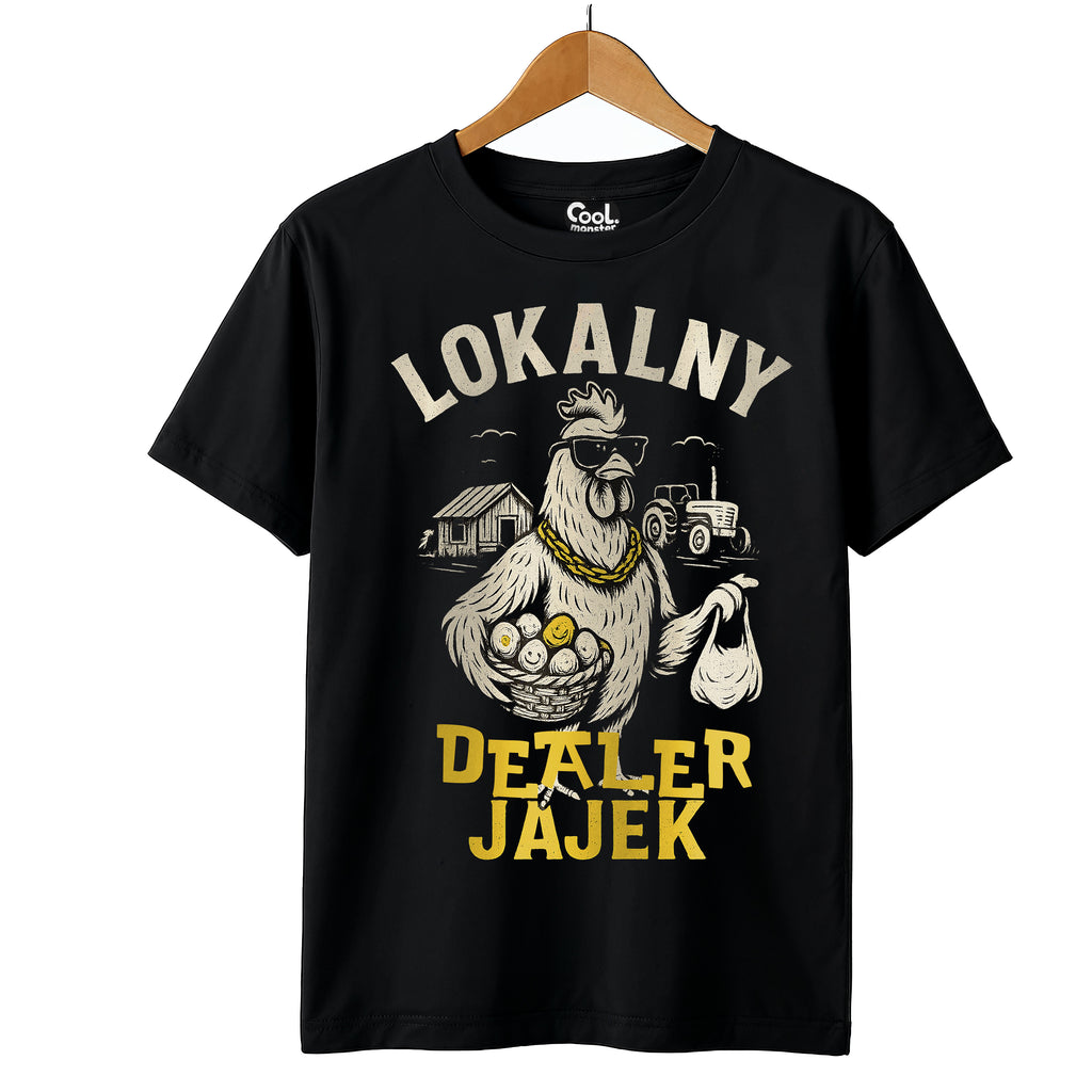 E14 Koszulka Męska T-Shirt Śmieszna Na Prezent "LOKALNY DEALER JAJEK" dla Rolnika
