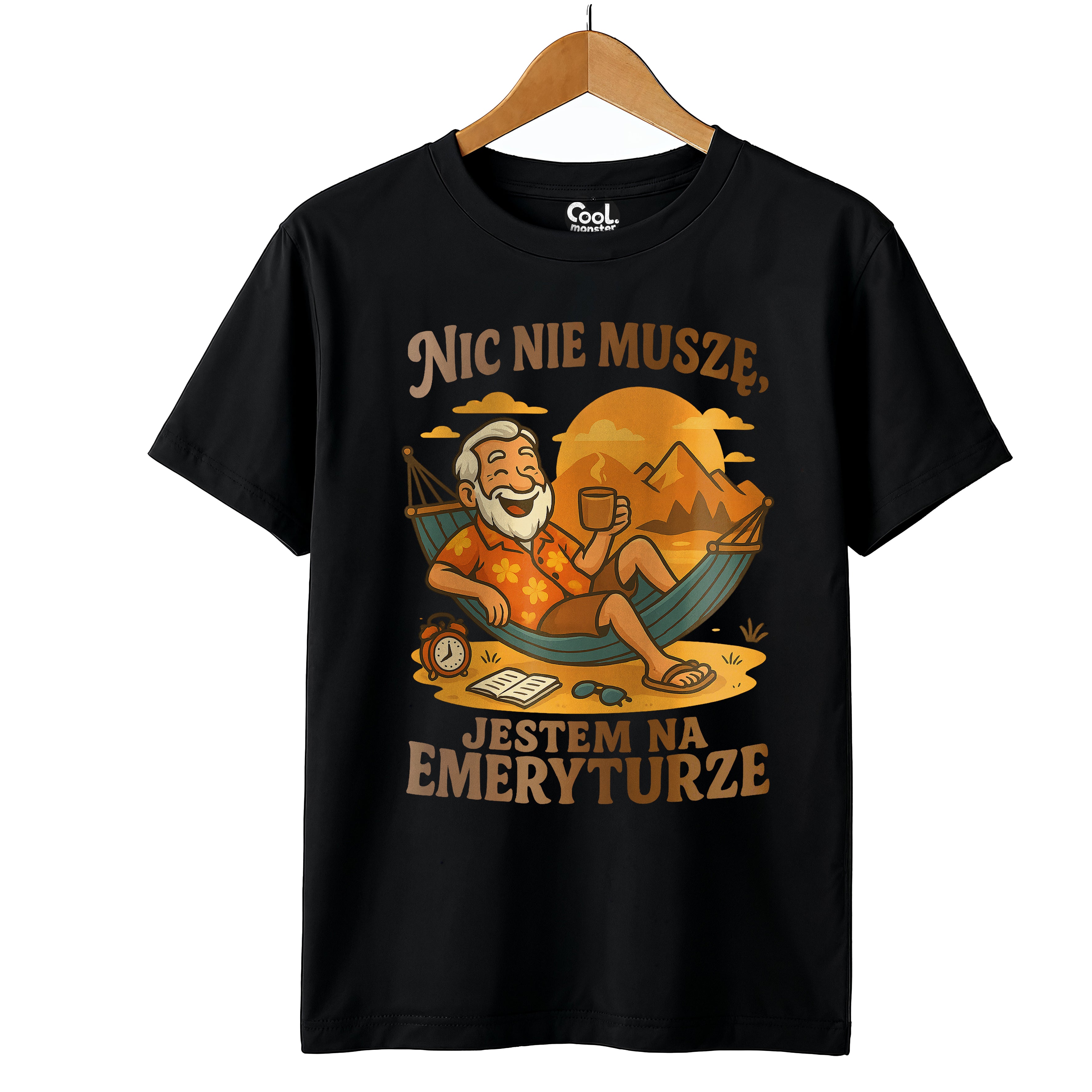 E15 Koszulka Męska T-Shirt Śmieszna Na Prezent dla Emeryta "Nic Nie Muszę Jestem na Emeryturze"