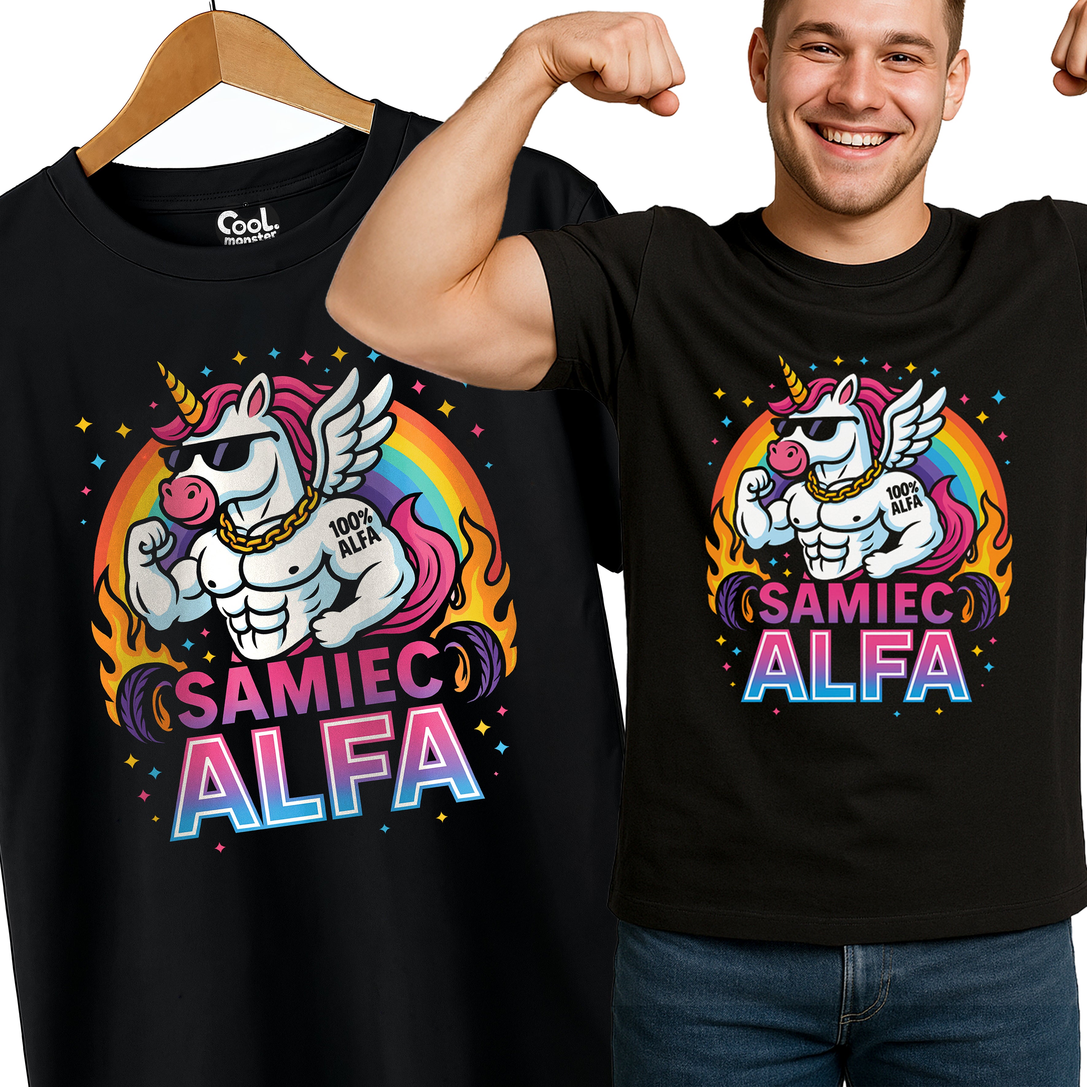 Koszulka Męska Młodzieżowa T-Shirt Śmieszna na Prezent - Samiec Alfa S-2XL