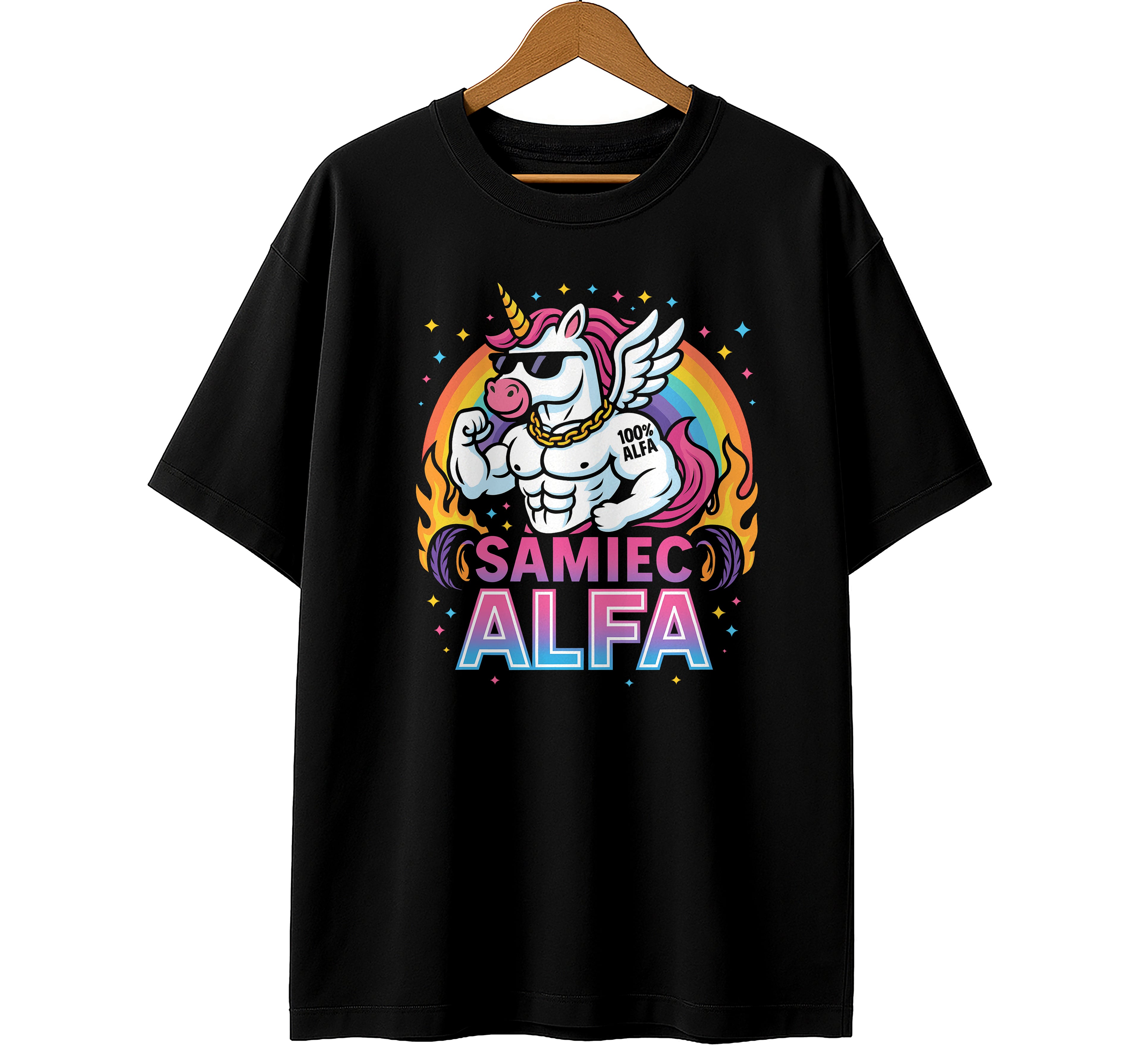 Koszulka Męska Młodzieżowa T-Shirt Śmieszna na Prezent - Samiec Alfa S-2XL