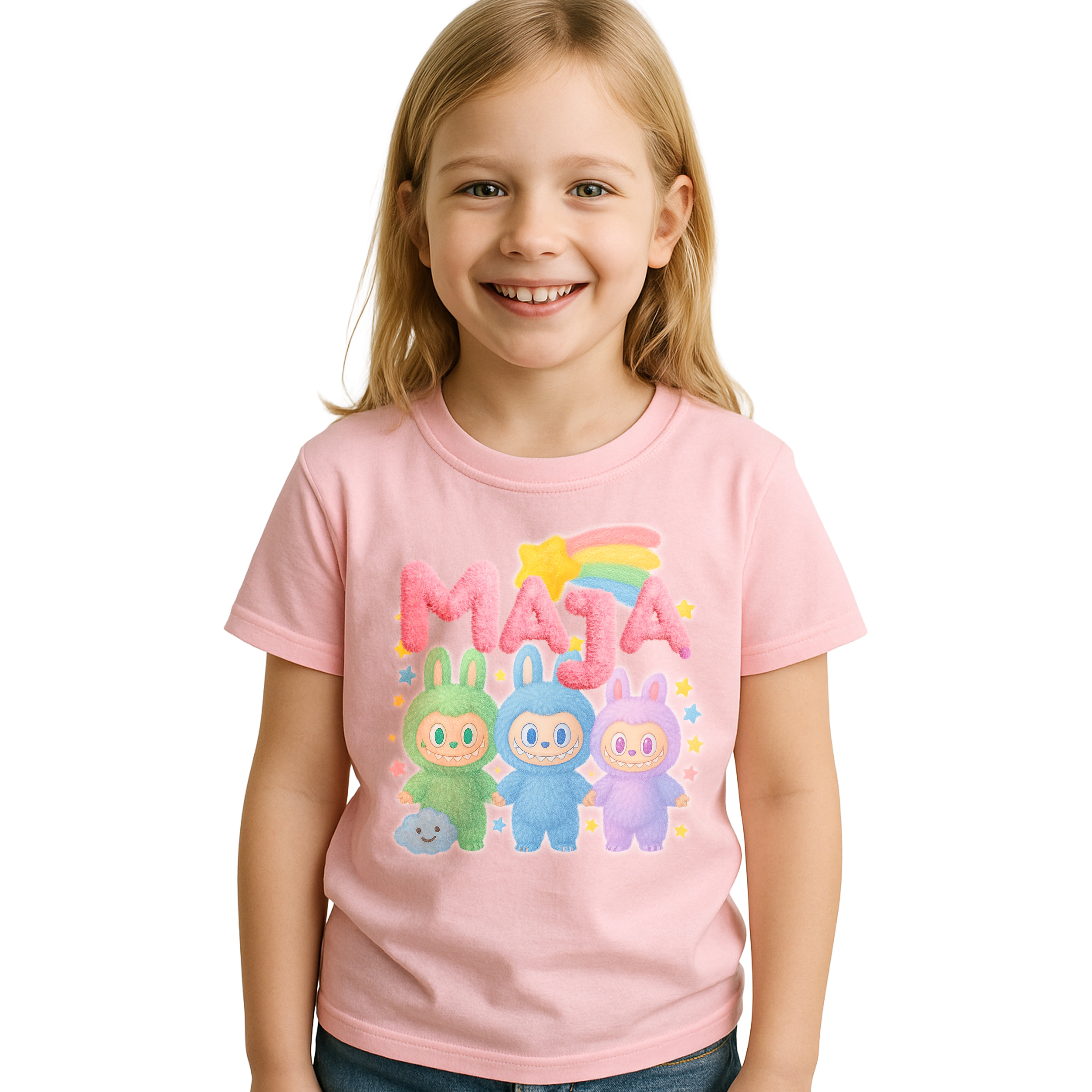 Labubu Laleczki T-Shirt Koszulka Dziecięca Słodki Motyw z Imieniem Maskotki Personalizowana E22 Drugie zdjęcie produktu