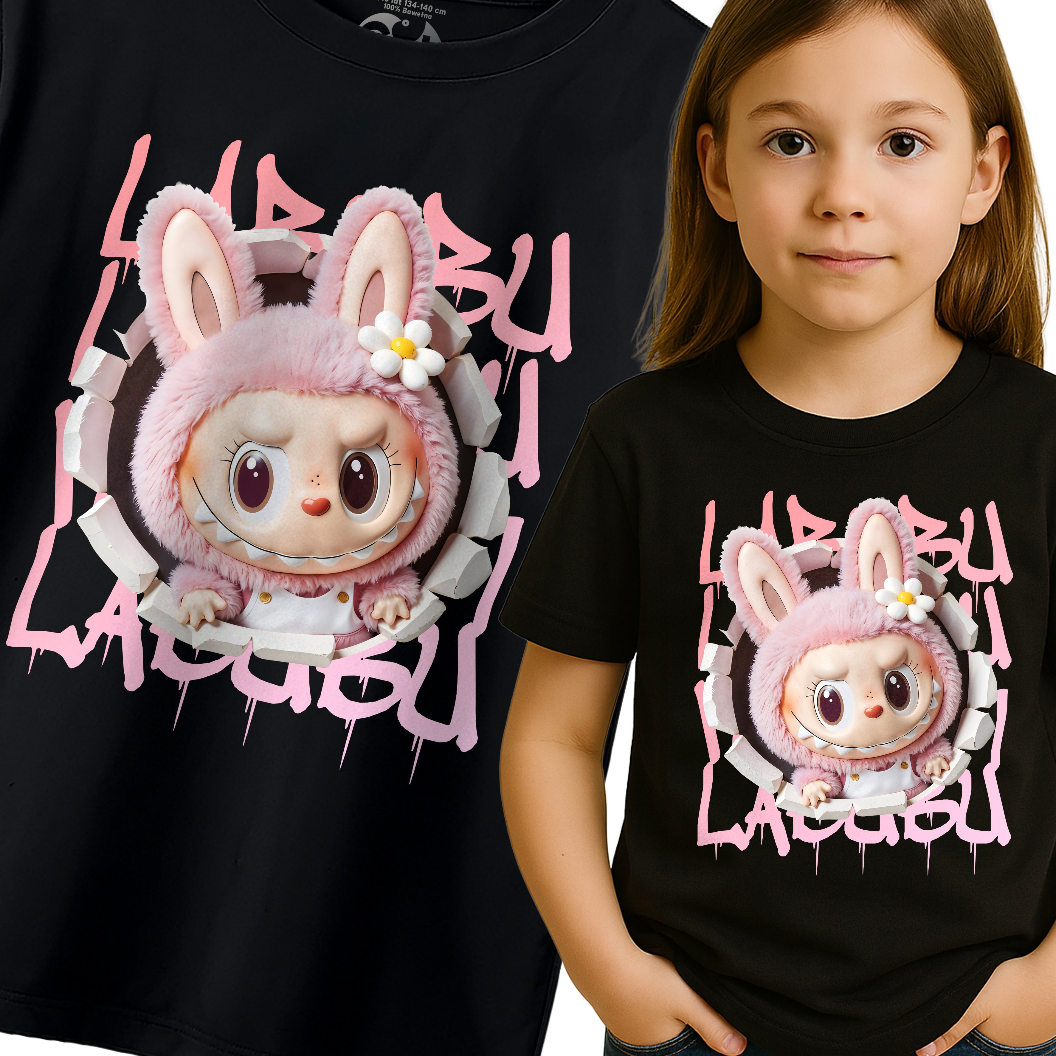 Labubu Laleczki T-Shirt Koszulka Dziecięca Słodki Motyw Maskotki E30 Główne zdjęcie produktu