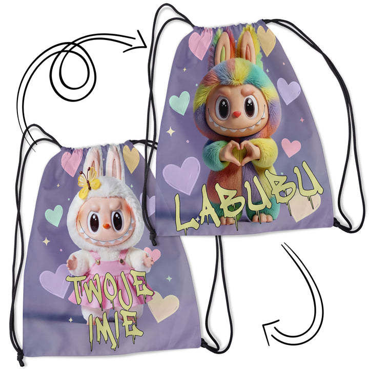 Personalizowany Worek Torba Szkolna do Szkoły na siłownię z Imieniem LABUBU E31
