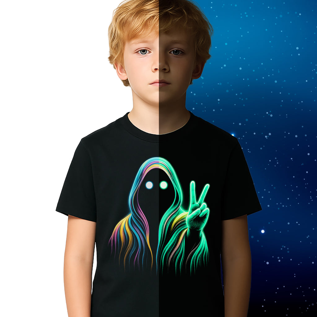 Koszulka Dziecięca Straszna Duch Świecąca Nocy na Halloween Imprezę -Bawełna Premium