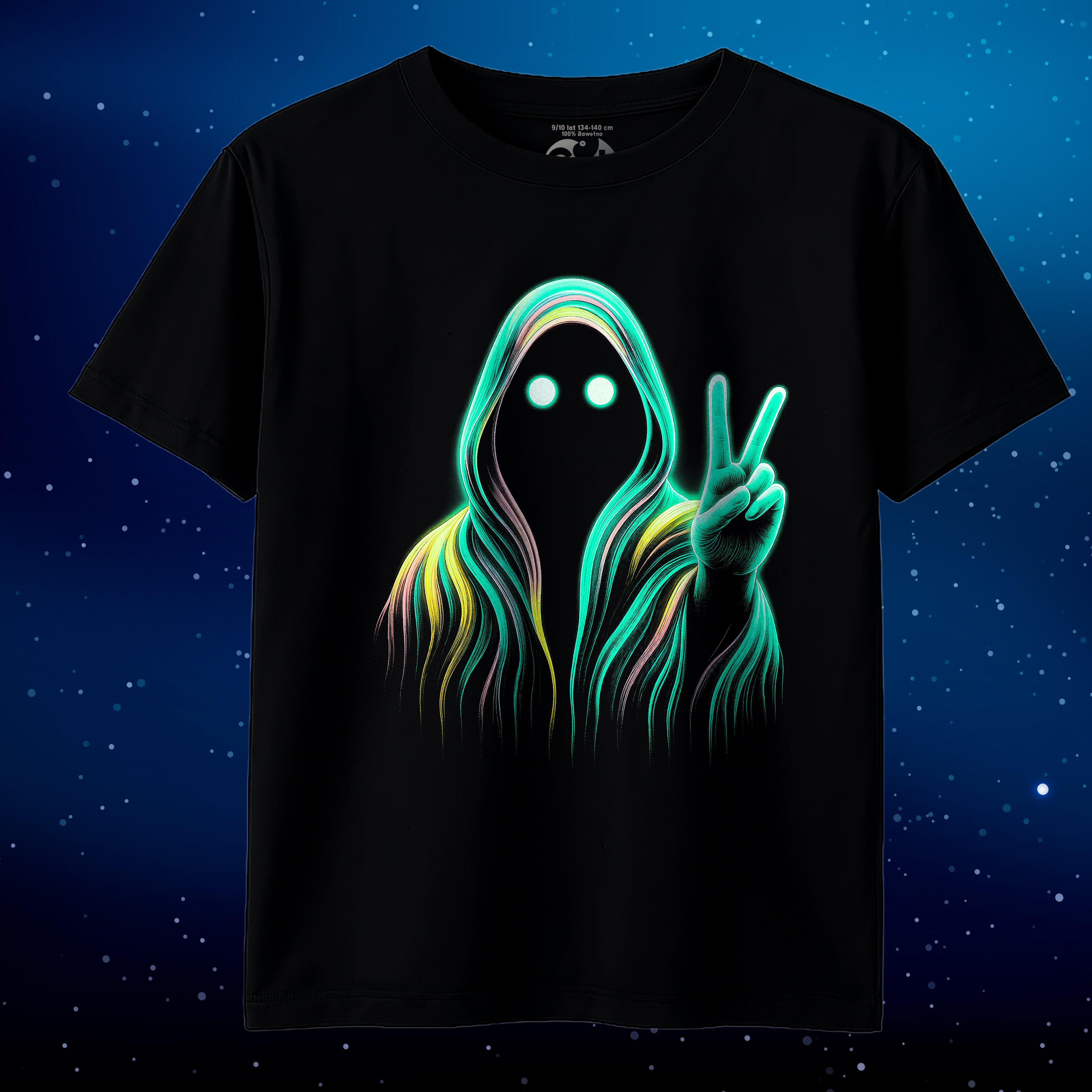 Koszulka Dziecięca Straszna Duch Świecąca Nocy na Halloween Imprezę -Bawełna Premium