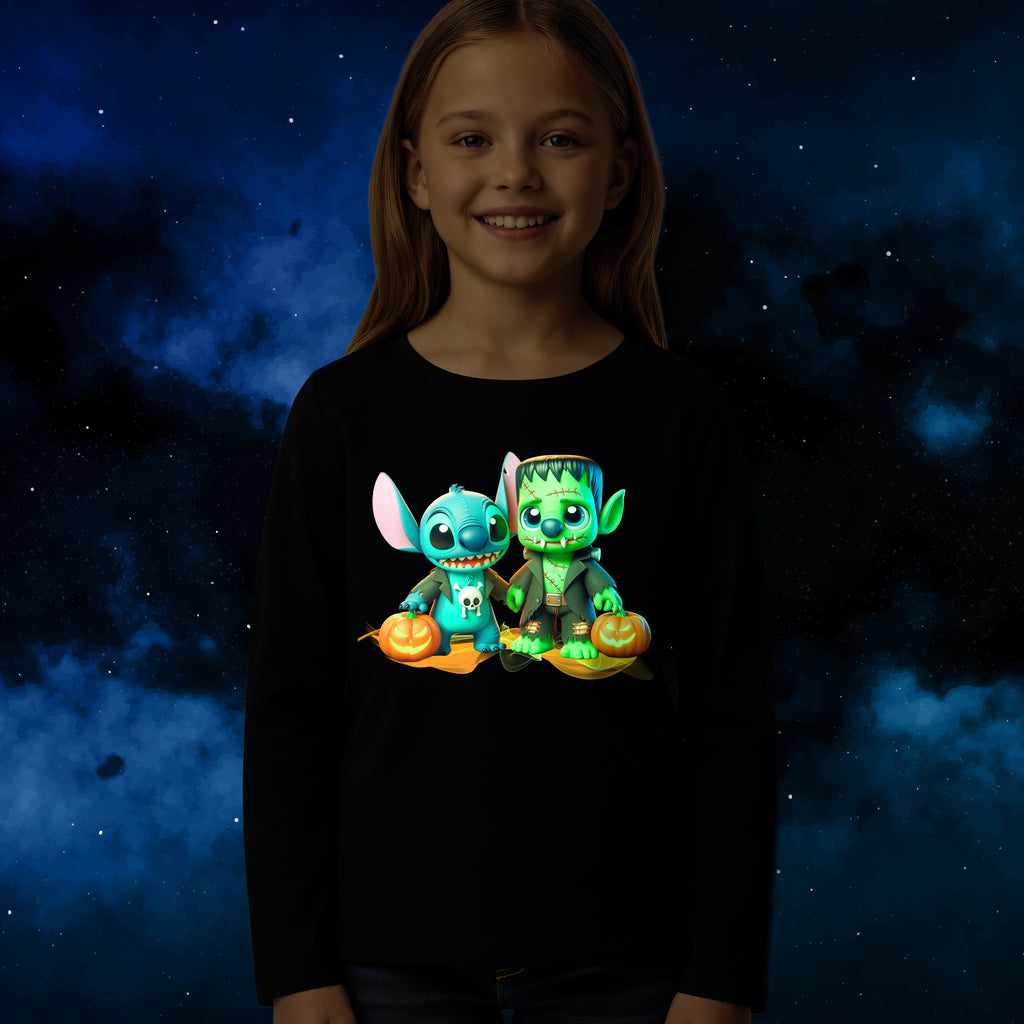 Bluzka z długim Rękawem Dziecięca na Halloween Imprezę Stitch Świecąca w Nocy