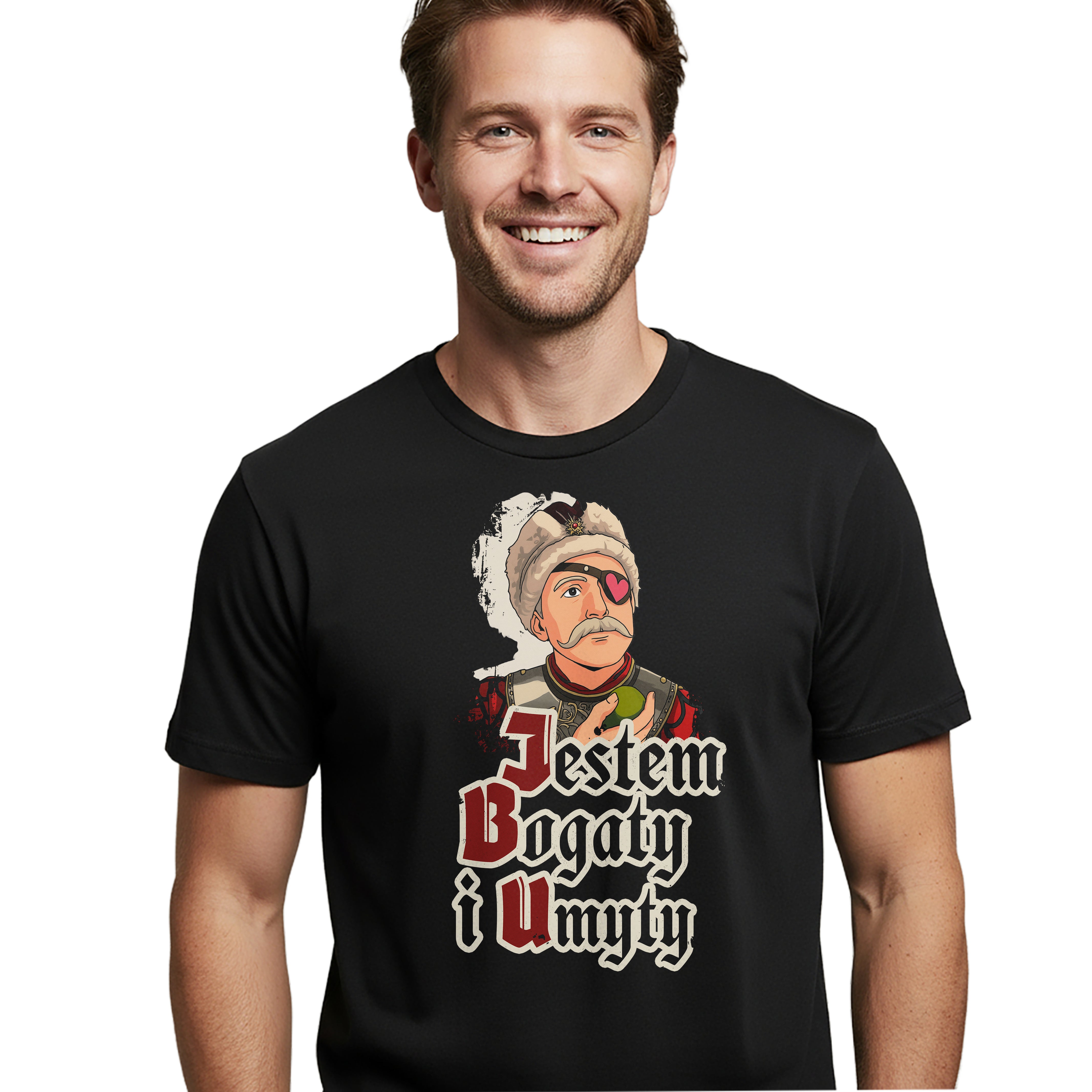 E38 "Jestem Bogaty i Umyty" Bogdan 1670 Serial Koszulka Męska T-Shirt Śmieszna Na Prezent - Czarna Drugie zdjęcie produktu