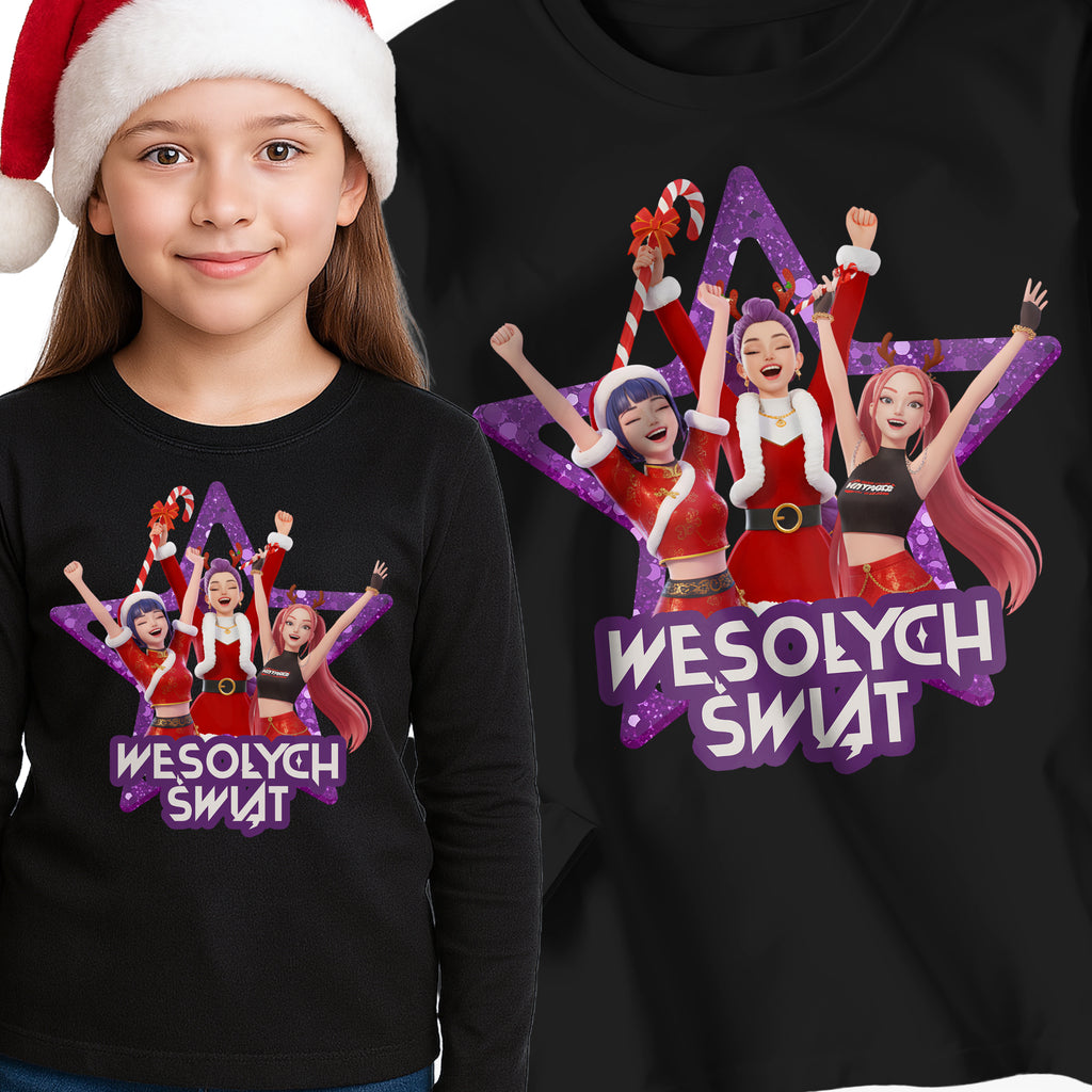 Koszulka świąteczna z długim rękawem K-Popowe Łowczynie Bawełniana Gruba E45