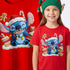 Koszulka świąteczna z krótkim rękawem Stitch na święta Mikołajki Bawełniana Gruba E46