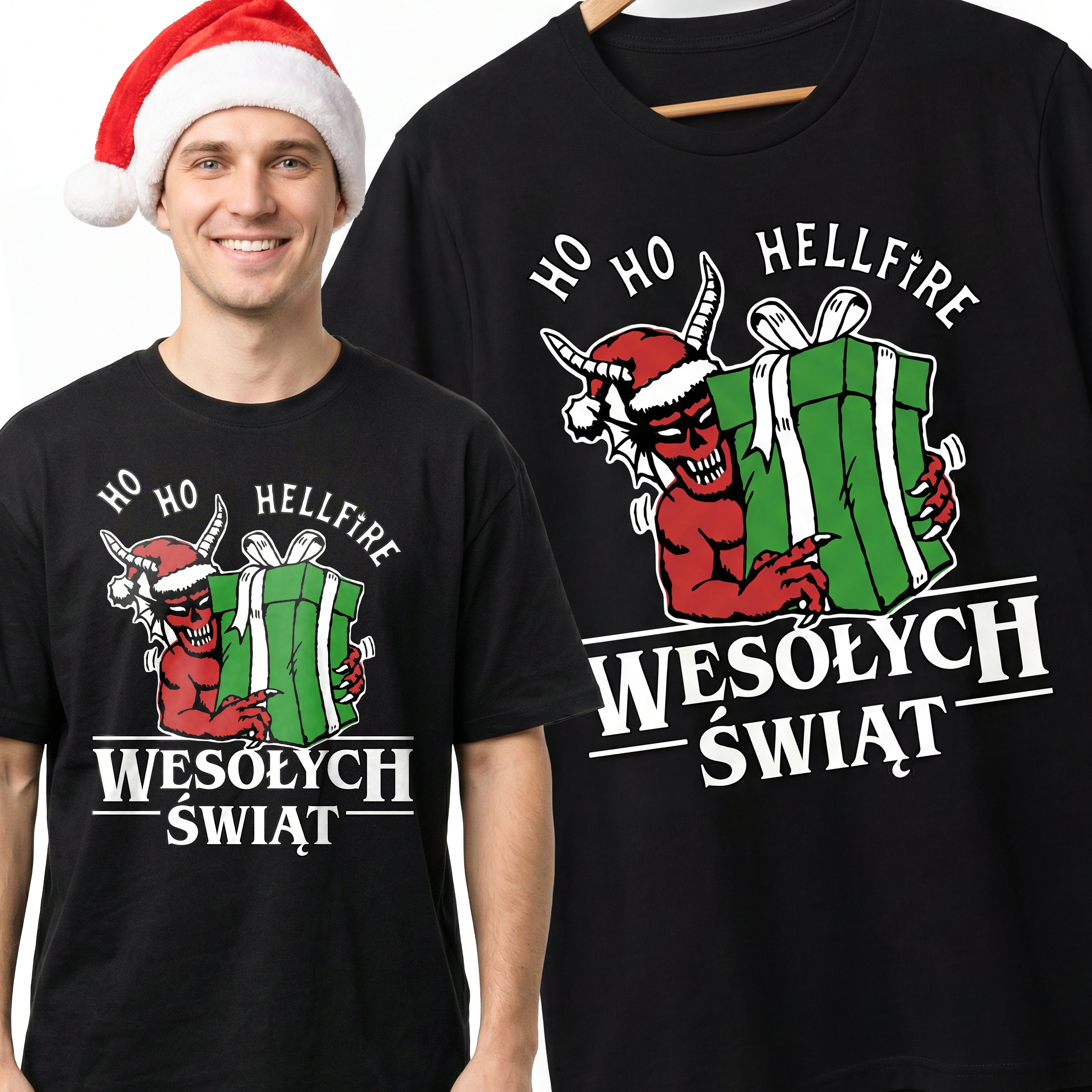 Świąteczna Śmieszna Koszulka Męska Damska T-Shirt - Stranger Things Hellfire E49