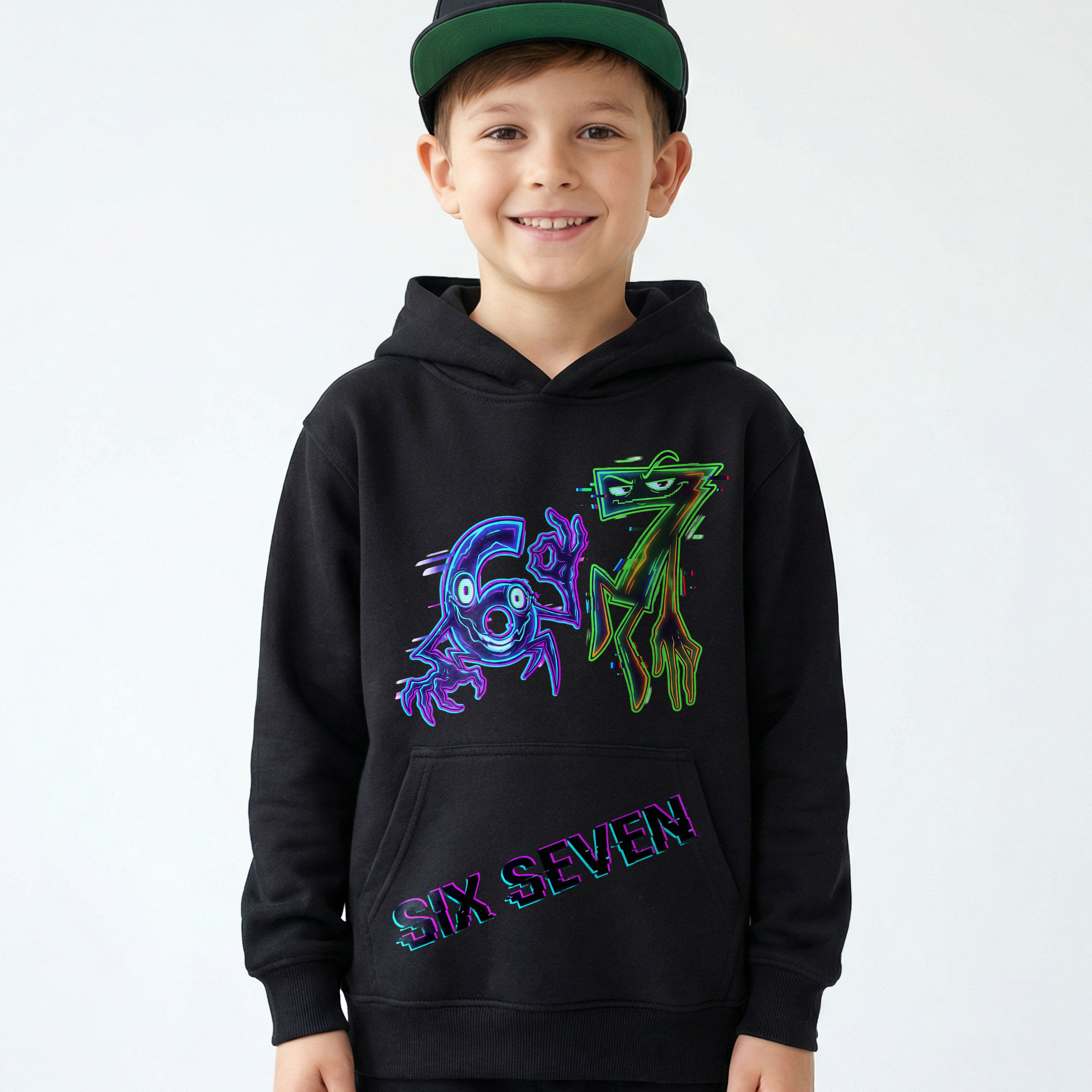 67 six seven mem Bluza z kapturem Bawełniana Kangurka - Premium Dla Dzieci ze śmiesznym nadrukiem Drugie zdjęcie produktu