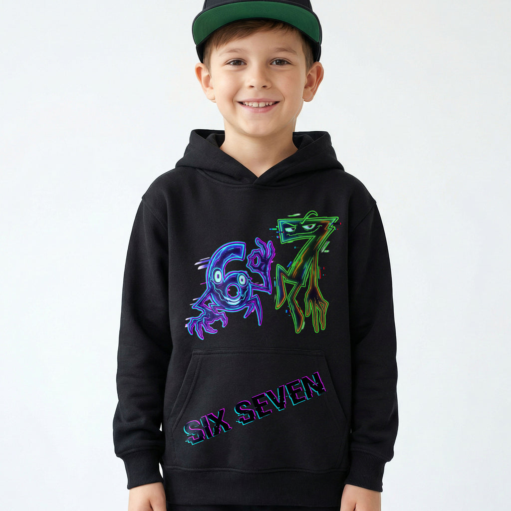 67 six seven mem Bluza z kapturem Bawełniana Kangurka - Premium Dla Dzieci ze śmiesznym nadrukiem
