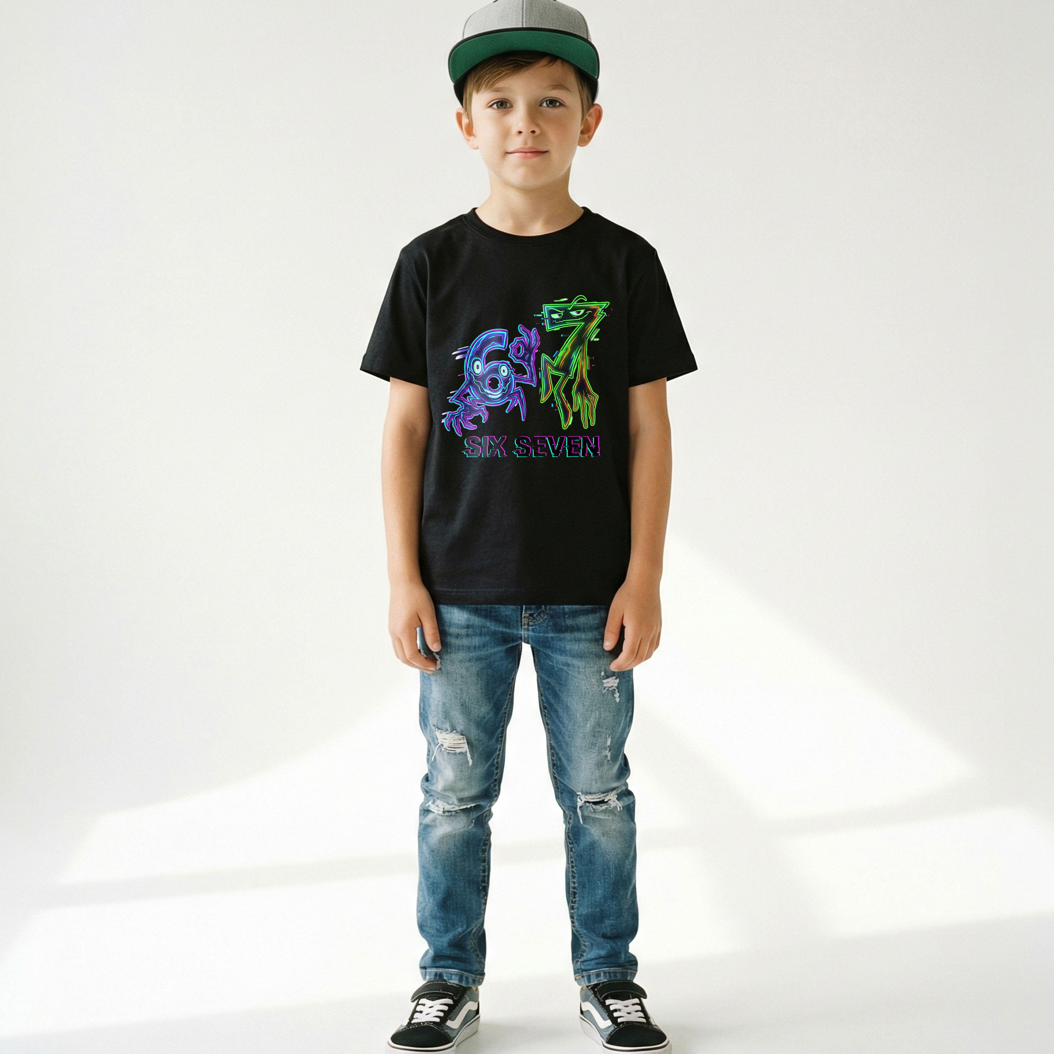 Śmieszna Koszulka Dziecięca T-Shirt - 6 7 six seven brainrot Mem HIT E51 Drugie zdjęcie produktu