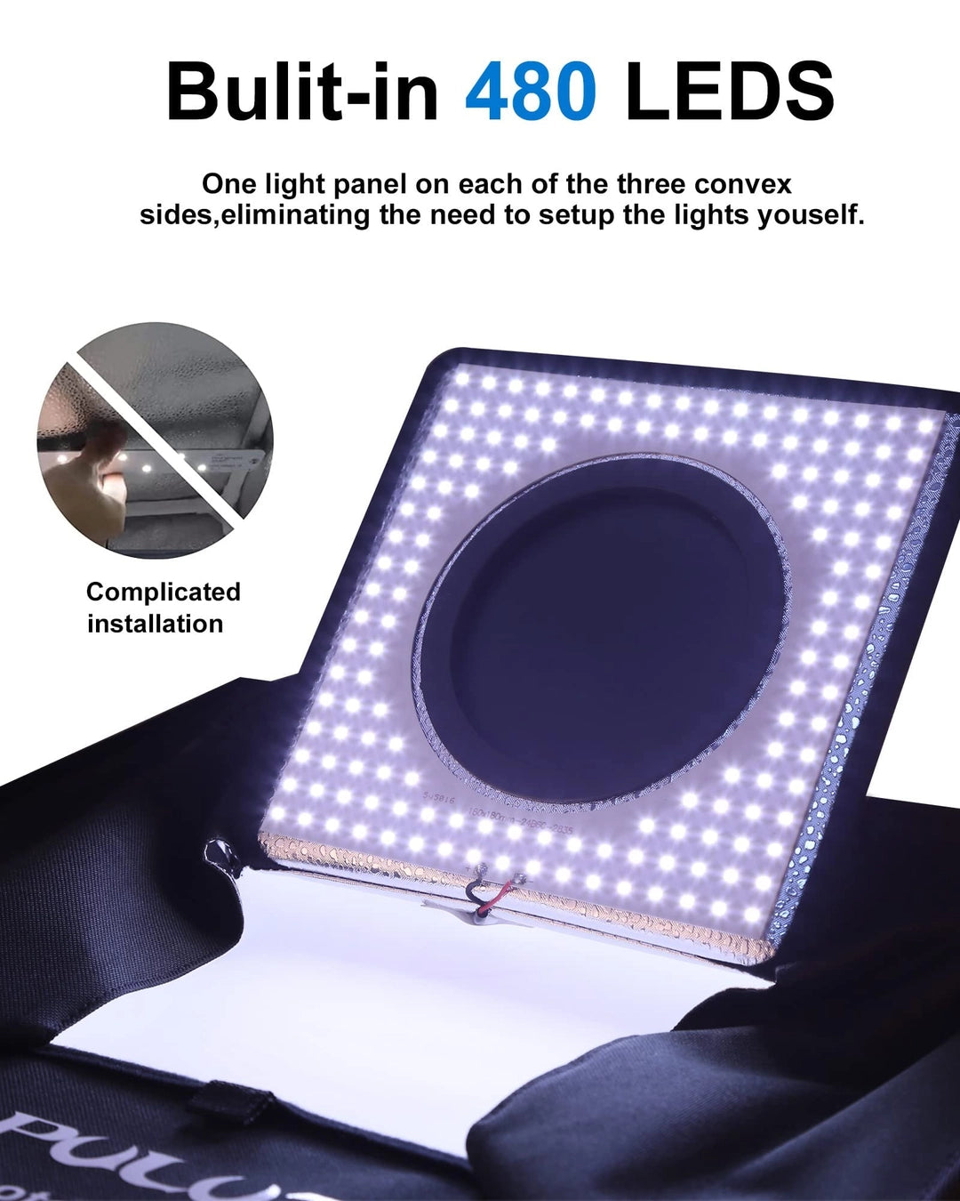 Namiot bezcieniowy LED 40x40 cm do fotografii produktów z tłami PULUZ Drugie zdjęcie produktu