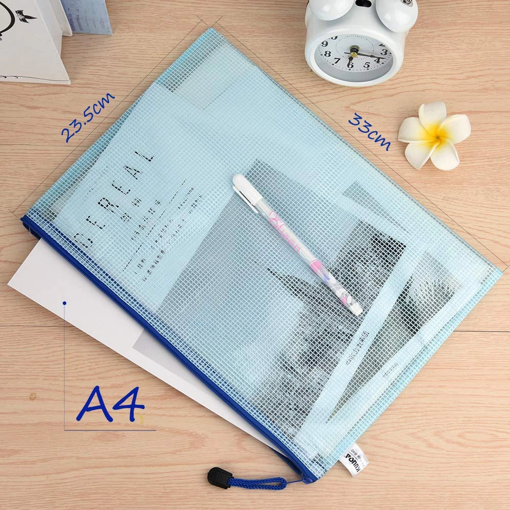 Wodoodporne teczki saszetki na suwak dokumenty A4 kolorowe Duże 12 SZTUK