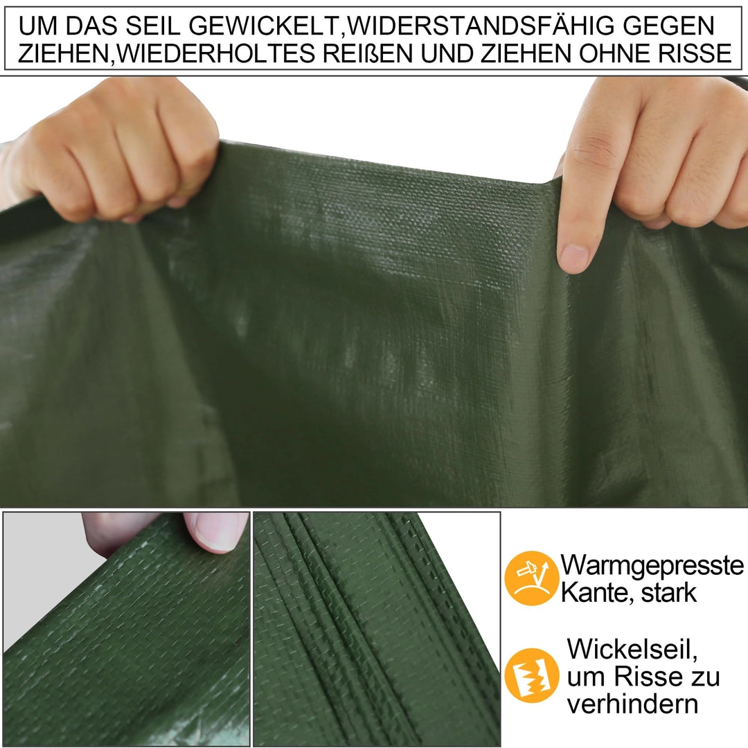 Wodoodporna plandeka zielona PE 3x5m z oczkami UV mocna na dach, drewno, ogród