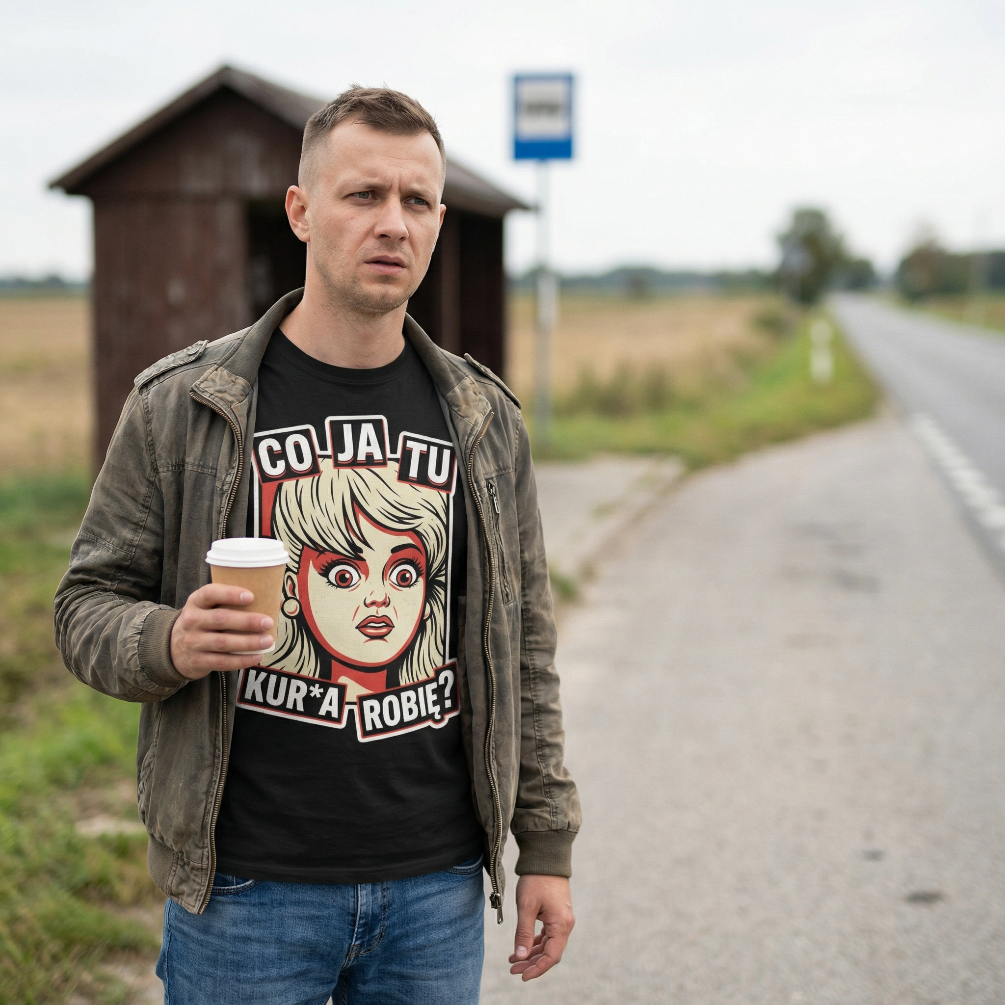 Koszulka Męska Damska Śmieszna MEME T-Shirt CO JA TU KUR*A ROBIĘ Idealna na Prezent 26_12a)