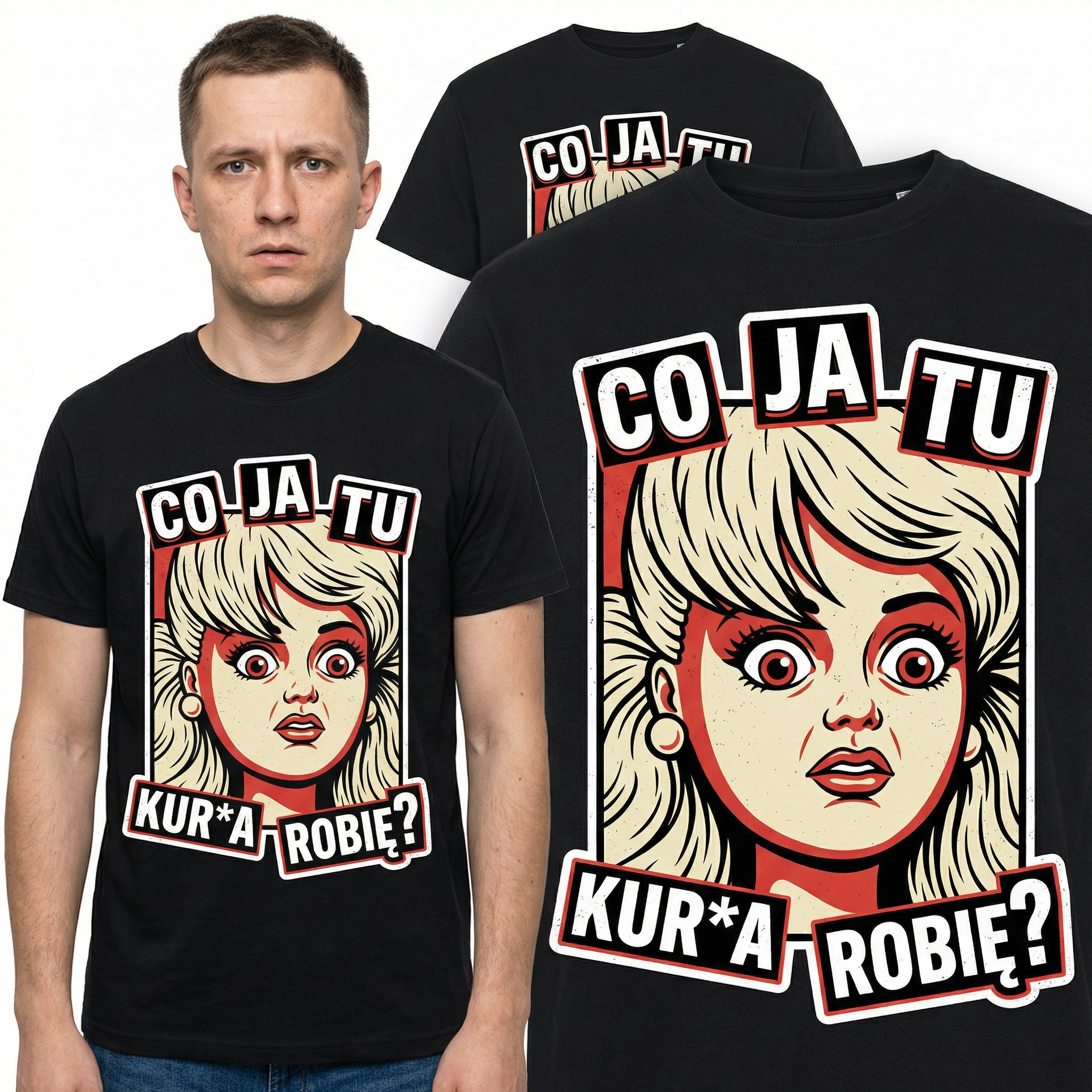Koszulka Męska Damska Śmieszna MEME T-Shirt CO JA TU KUR*A ROBIĘ Idealna na Prezent 26_12a)