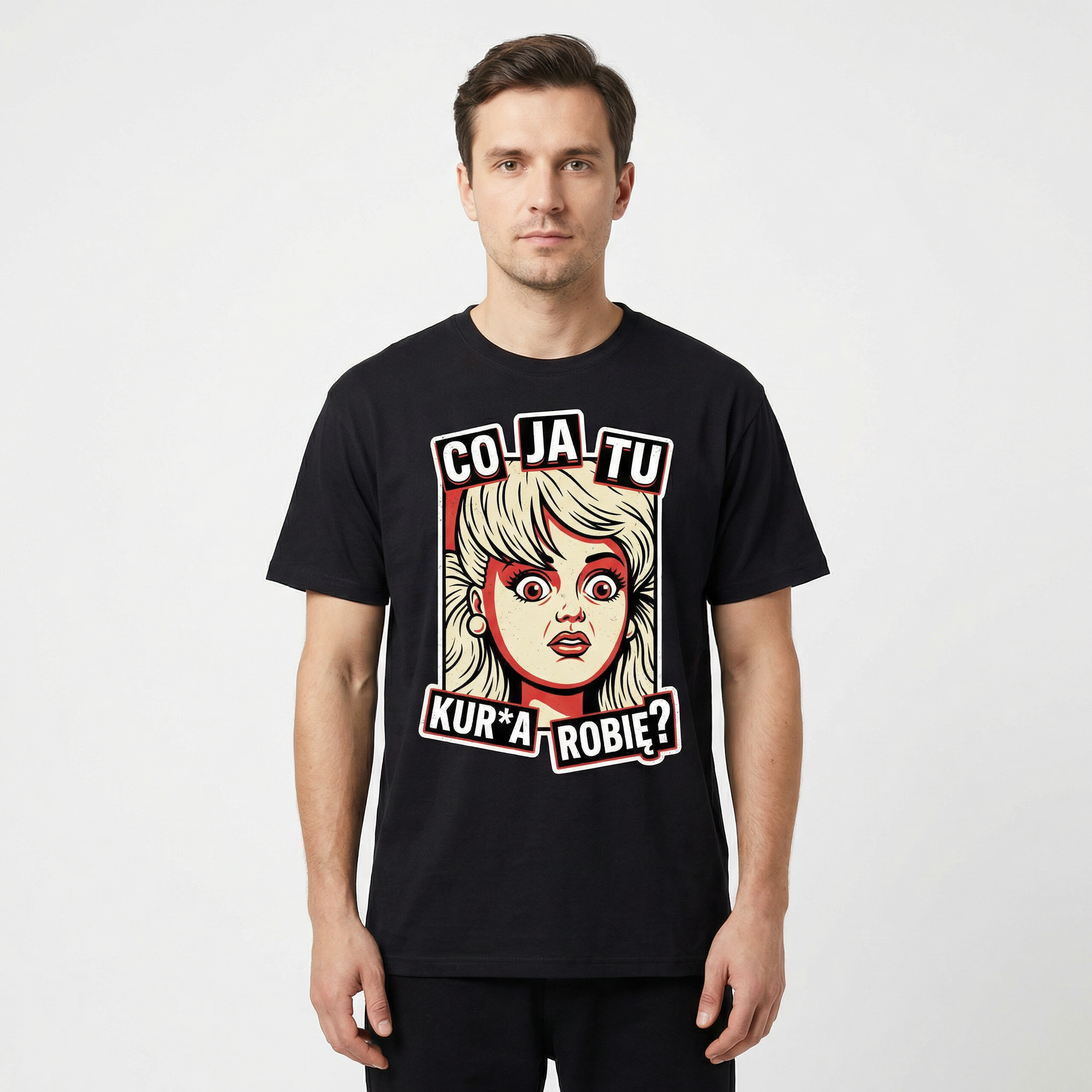 Koszulka Męska Damska Śmieszna MEME T-Shirt CO JA TU KUR*A ROBIĘ Idealna na Prezent 26_12a)