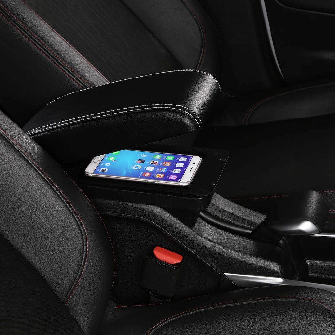 Podłokietnik Peugeot 2008 2012-2018 z 3x USB i 2-poziomowym schowkiem