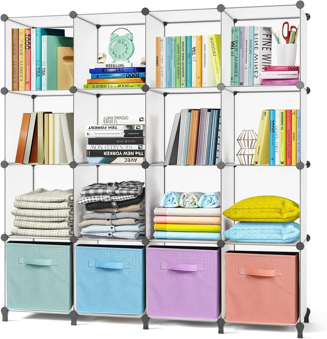 Regał modułowy 16 kostek 125x120 cm organizer z półkami na książki ubrania