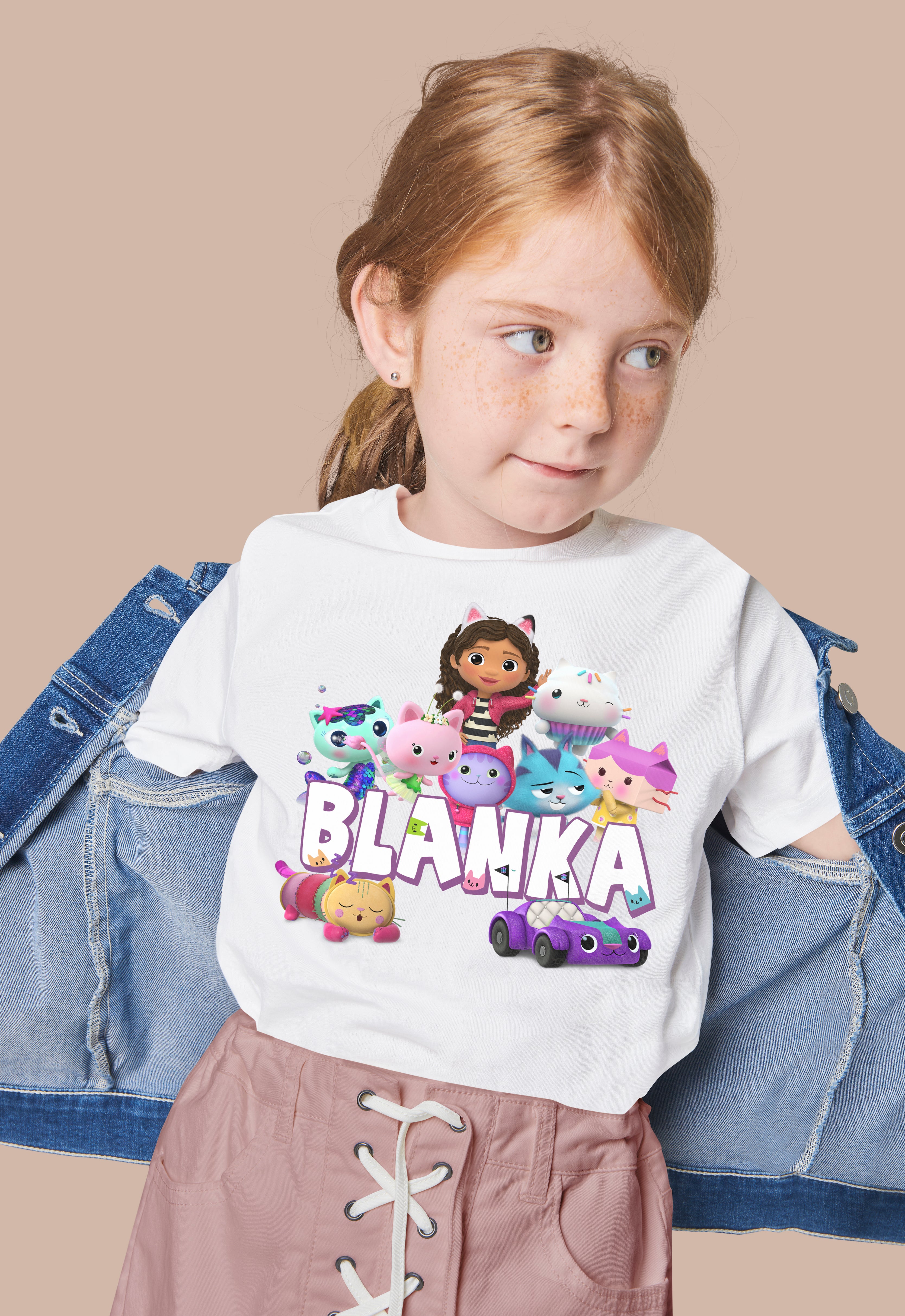 Koci Domek Gabi - T-Shirt Koszulka Dziewczęca z Imieniem - Różne Kolory - GAB01 Główne zdjęcie produktu