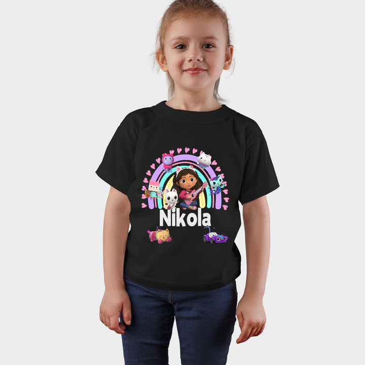 Koci Domek Gabi - T-Shirt Koszulka Dziewczęca z Imieniem - Różne Kolory - Brokat - GAB02