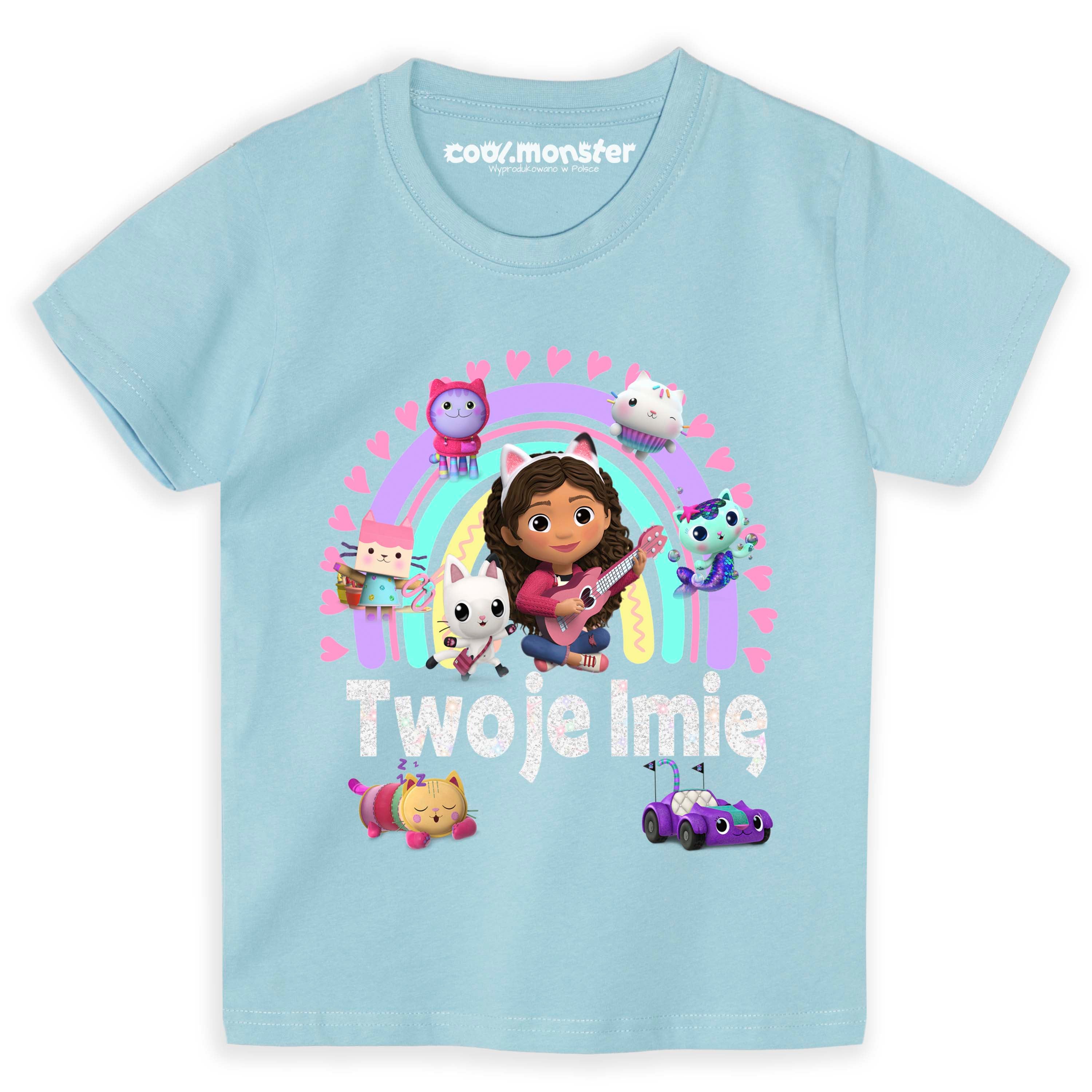 Koci Domek Gabi - T-Shirt Koszulka Dziewczęca z Imieniem - Różne Kolory - Brokat - GAB02