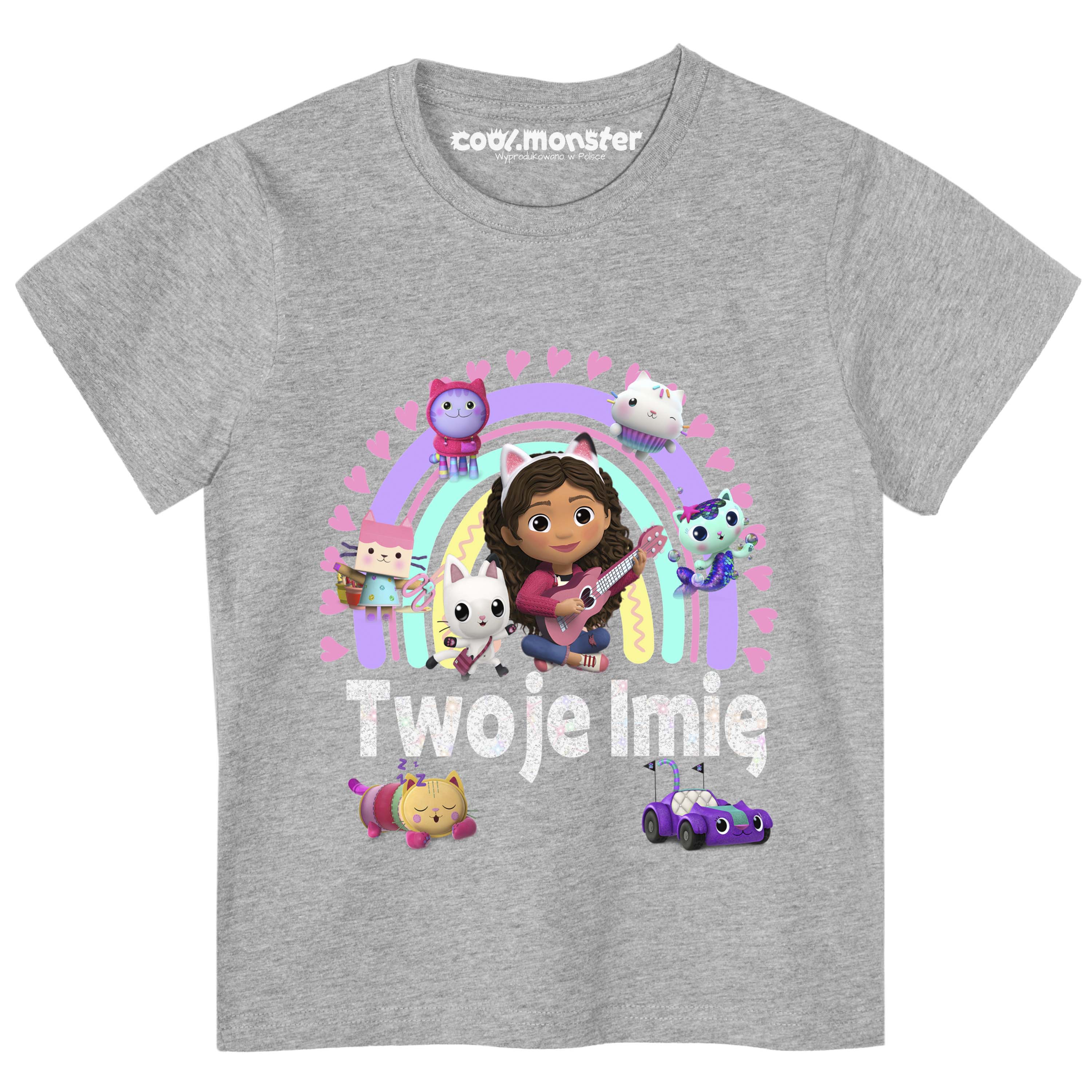 Koci Domek Gabi - T-Shirt Koszulka Dziewczęca z Imieniem - Różne Kolory - Brokat - GAB02