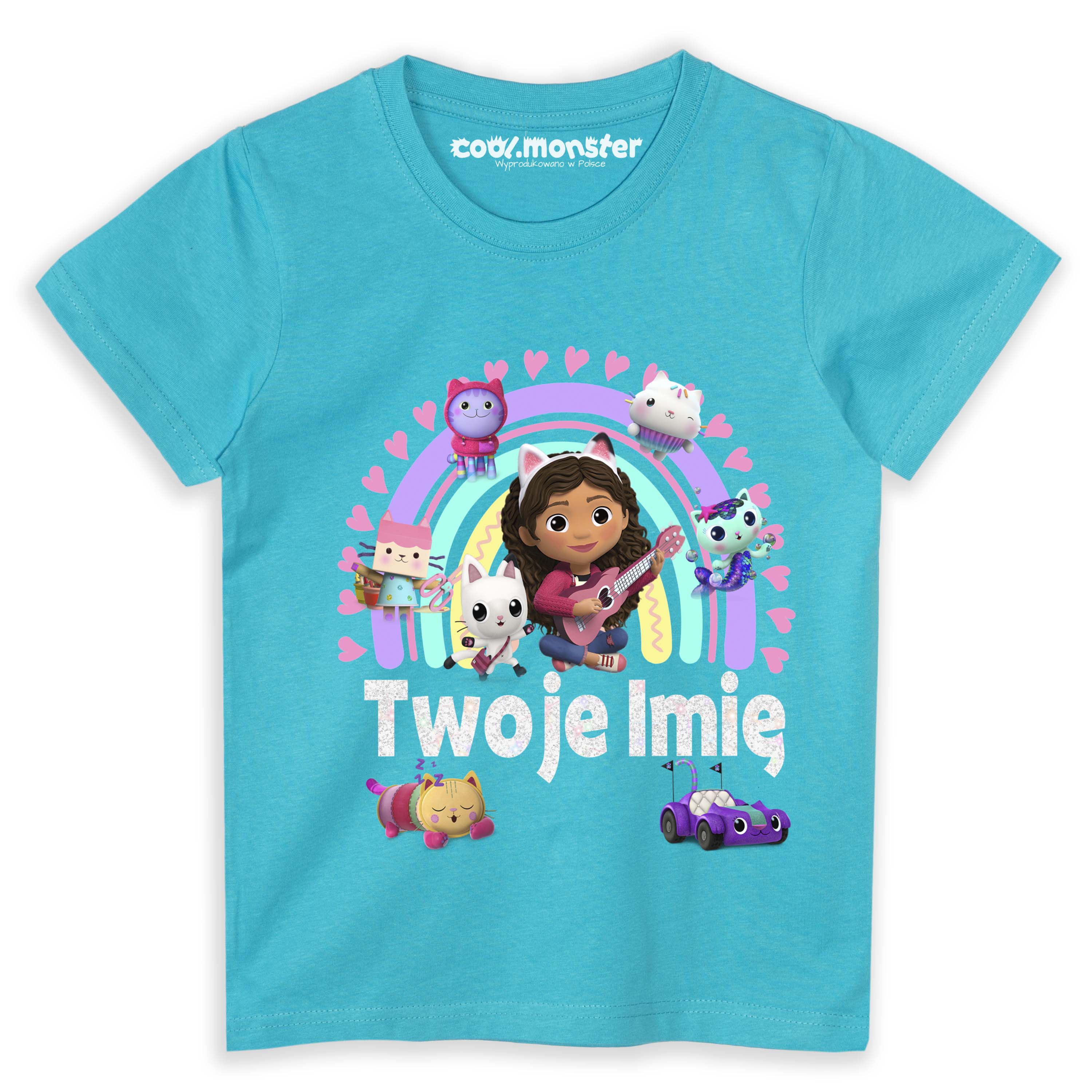 Koci Domek Gabi - T-Shirt Koszulka Dziewczęca z Imieniem - Różne Kolory - Brokat - GAB02
