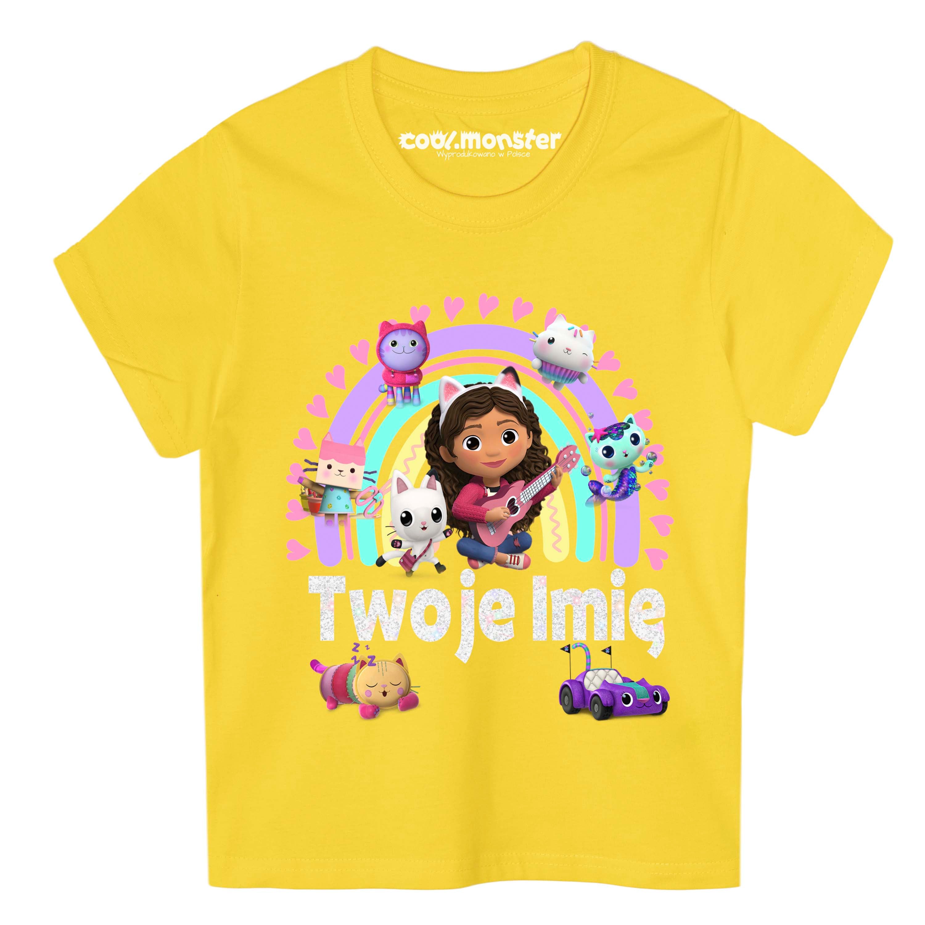 Koci Domek Gabi - T-Shirt Koszulka Dziewczęca z Imieniem - Różne Kolory - Brokat - GAB02