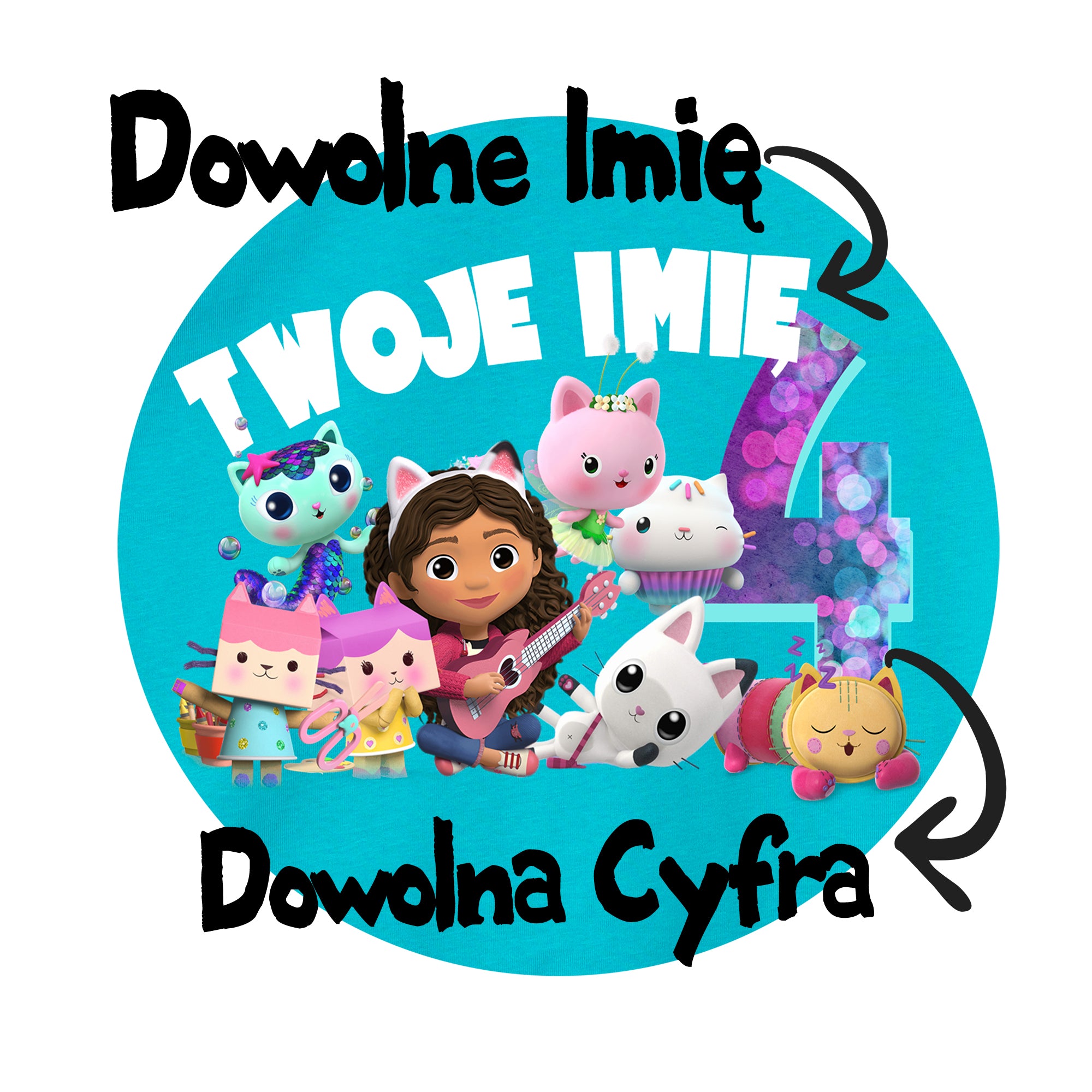 Koci Domek Gabi - T-Shirt Koszulka z Imieniem i Cyfrą - Różne Kolory - GAB04