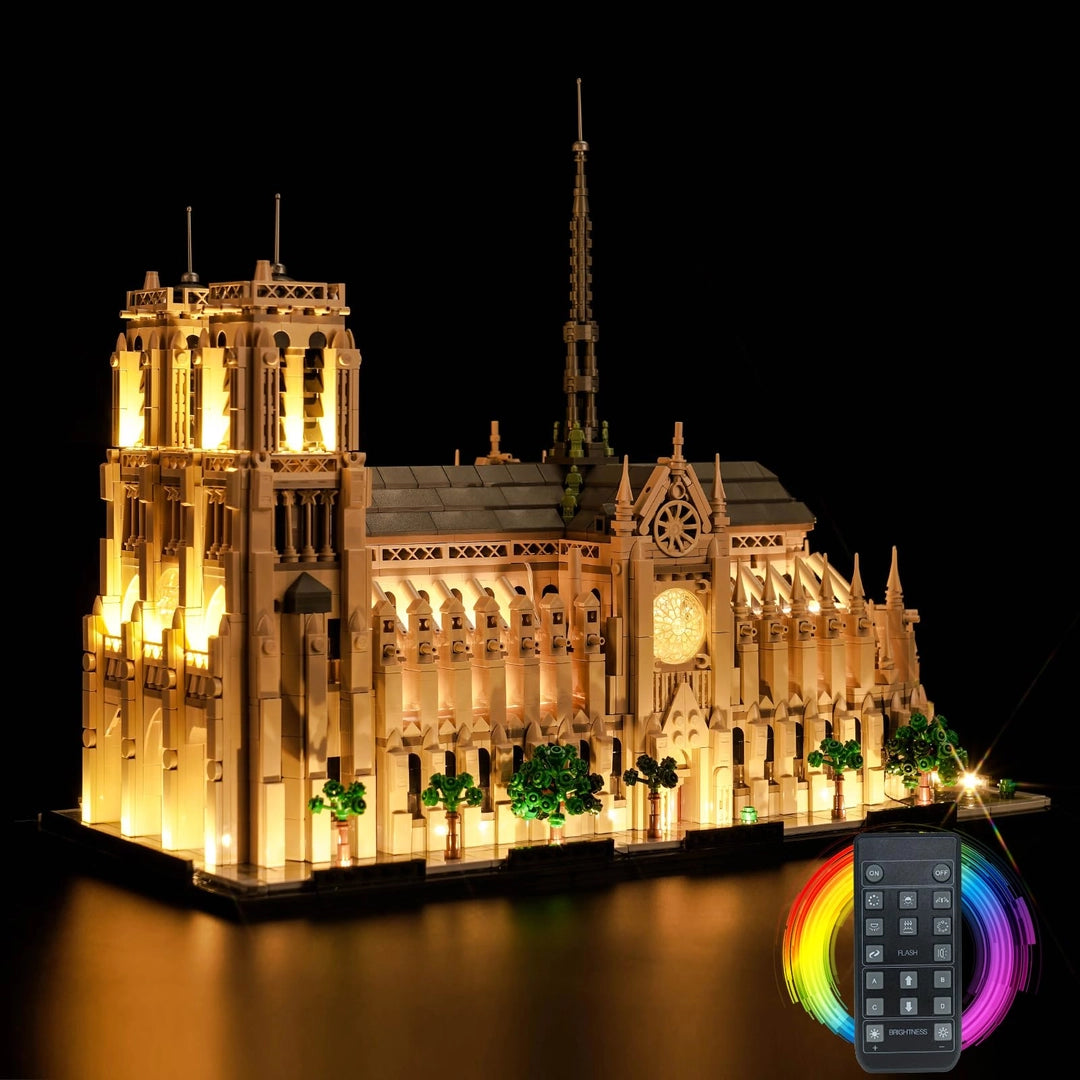 Zestaw LED do Notre Dame LEGO z pilotem – podświetlenie RGB modelu 21061 Główne zdjęcie produktu