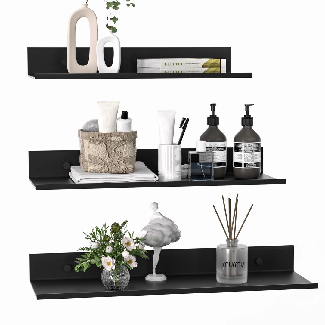 Zestaw 3 półek ściennych czarnych metalowych loft 30/35/40 cm Główne zdjęcie produktu