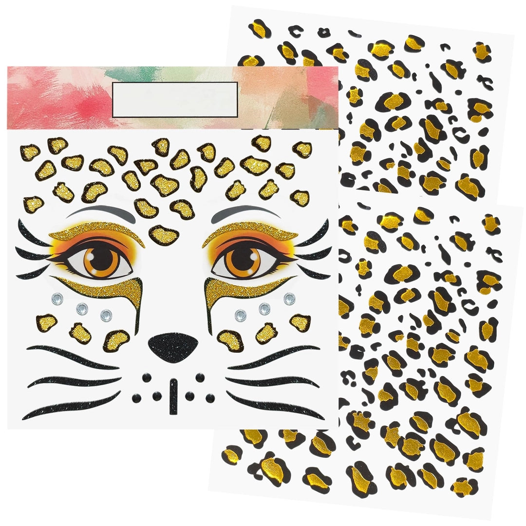 Tatuaże brokatowe naklejki twarz cętki pantery na imprezę Dla Dzieci i Dorosłych Główne zdjęcie produktu