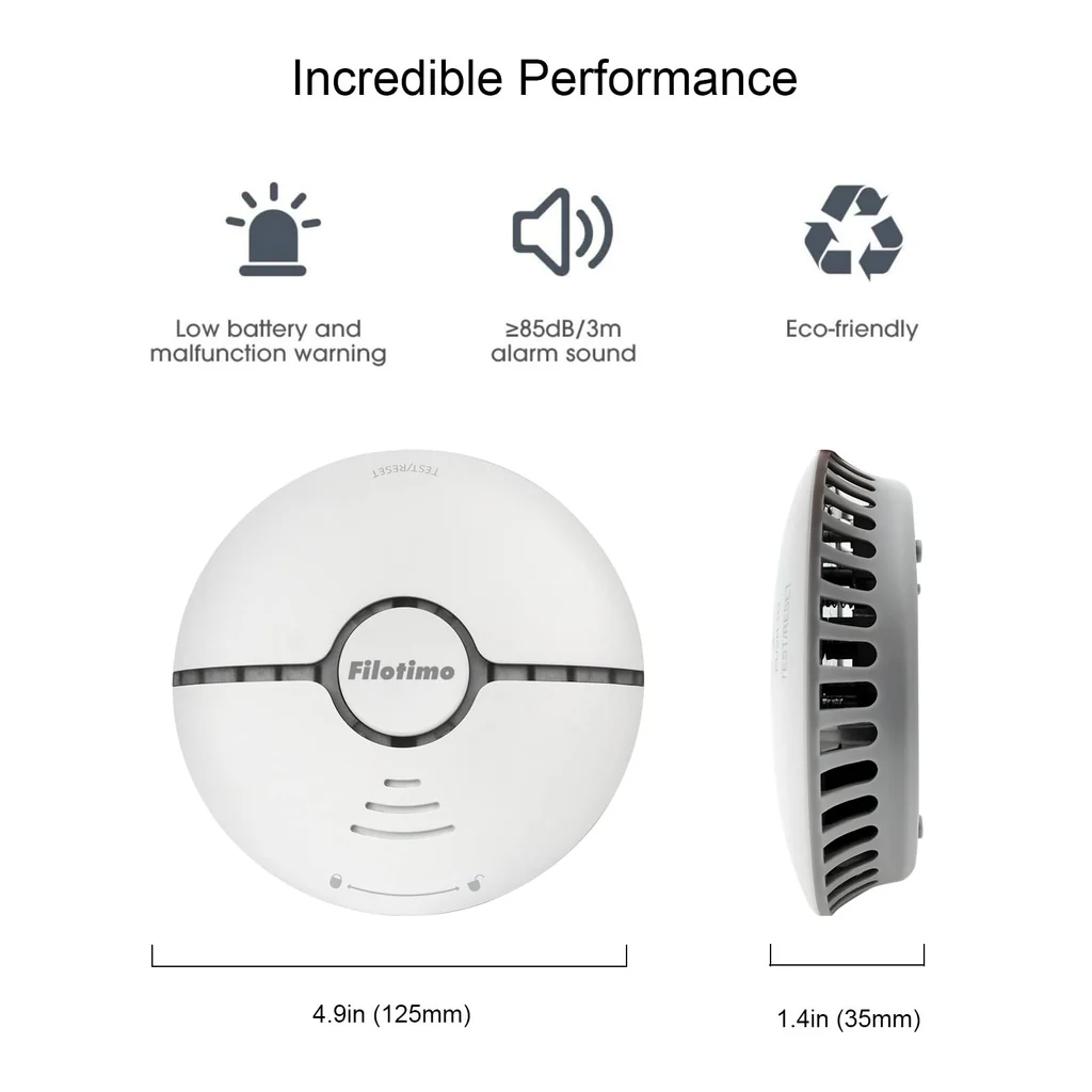 Inteligentny Czujnik dymu Filotimo Smart WIFI bezprzewodowy 5-Pak