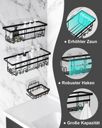 Wisząca Półka Łazienkowa BEZ WIERCENIA przyklejana Pod Prysznic na Kosmetyki 2 SZTUKI CZARNA