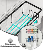 Wisząca Półka Łazienkowa BEZ WIERCENIA przyklejana Pod Prysznic na Kosmetyki 2 SZTUKI CZARNA