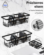 Wisząca Półka Łazienkowa BEZ WIERCENIA przyklejana Pod Prysznic na Kosmetyki 2 SZTUKI CZARNA