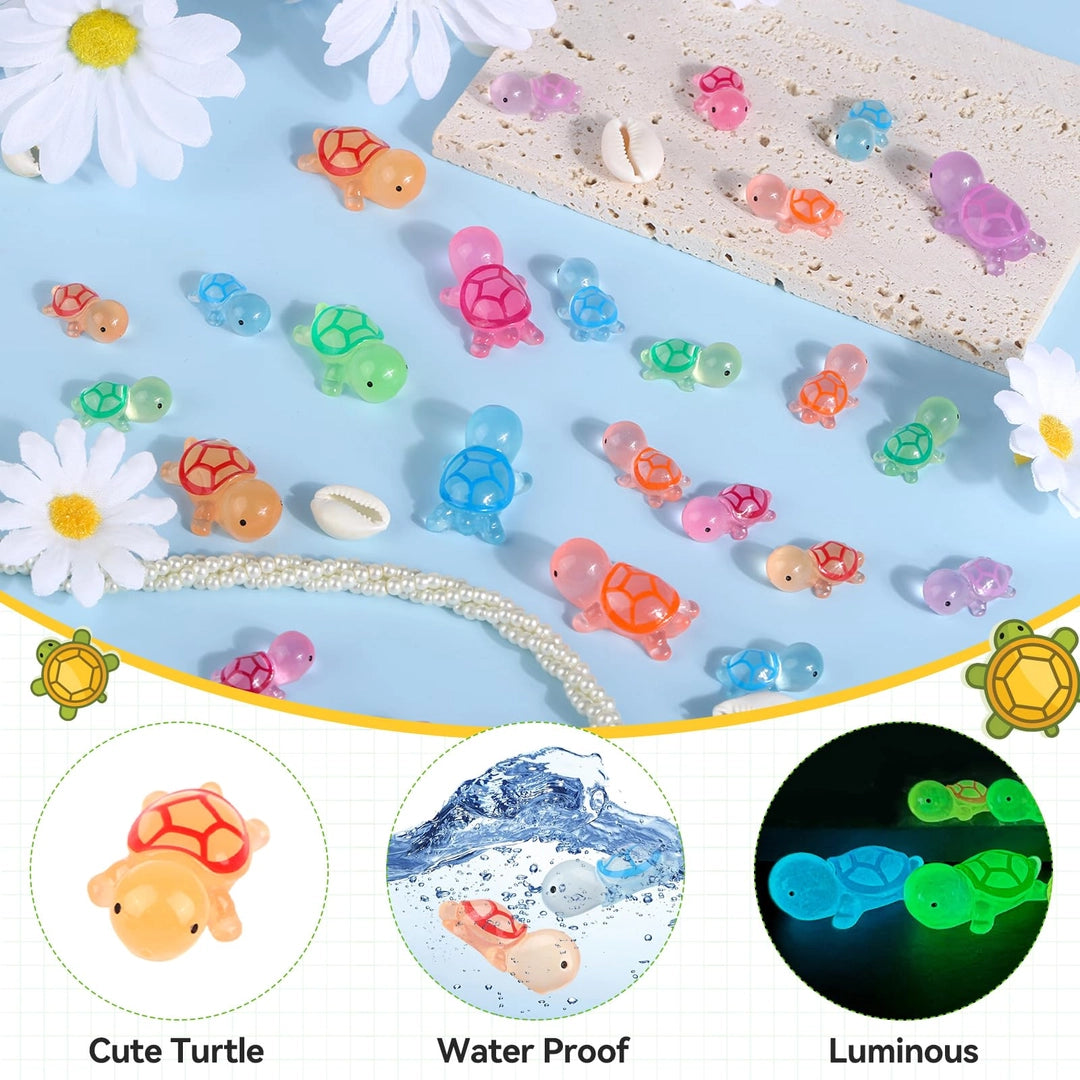 Zestaw 54 świecących w ciemności żółwików do zabawy, akwarium i piaskownicy