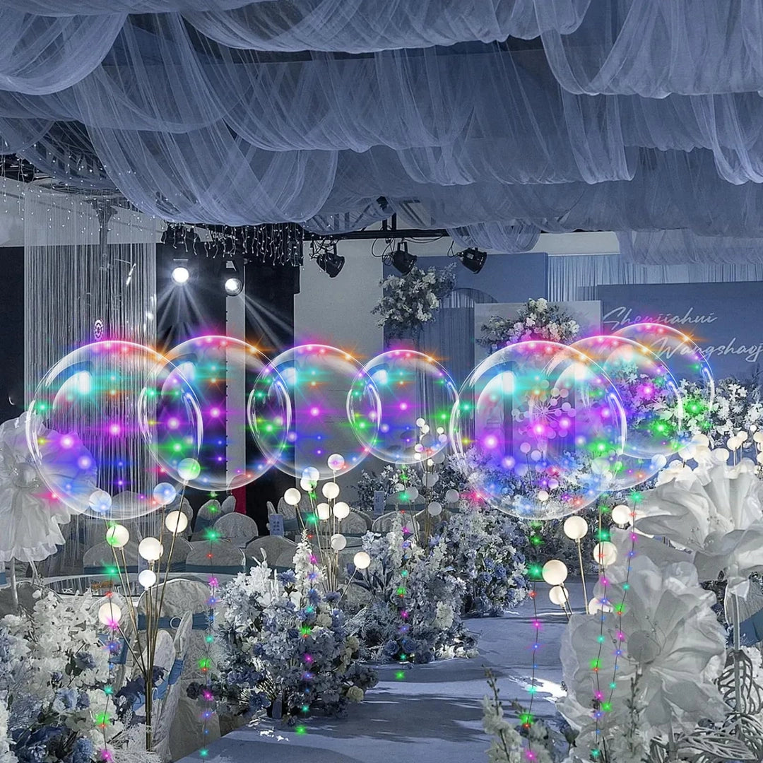 Balony LED przezroczyste z lampkami 15 szt. zestaw dekoracyjny imprezowy