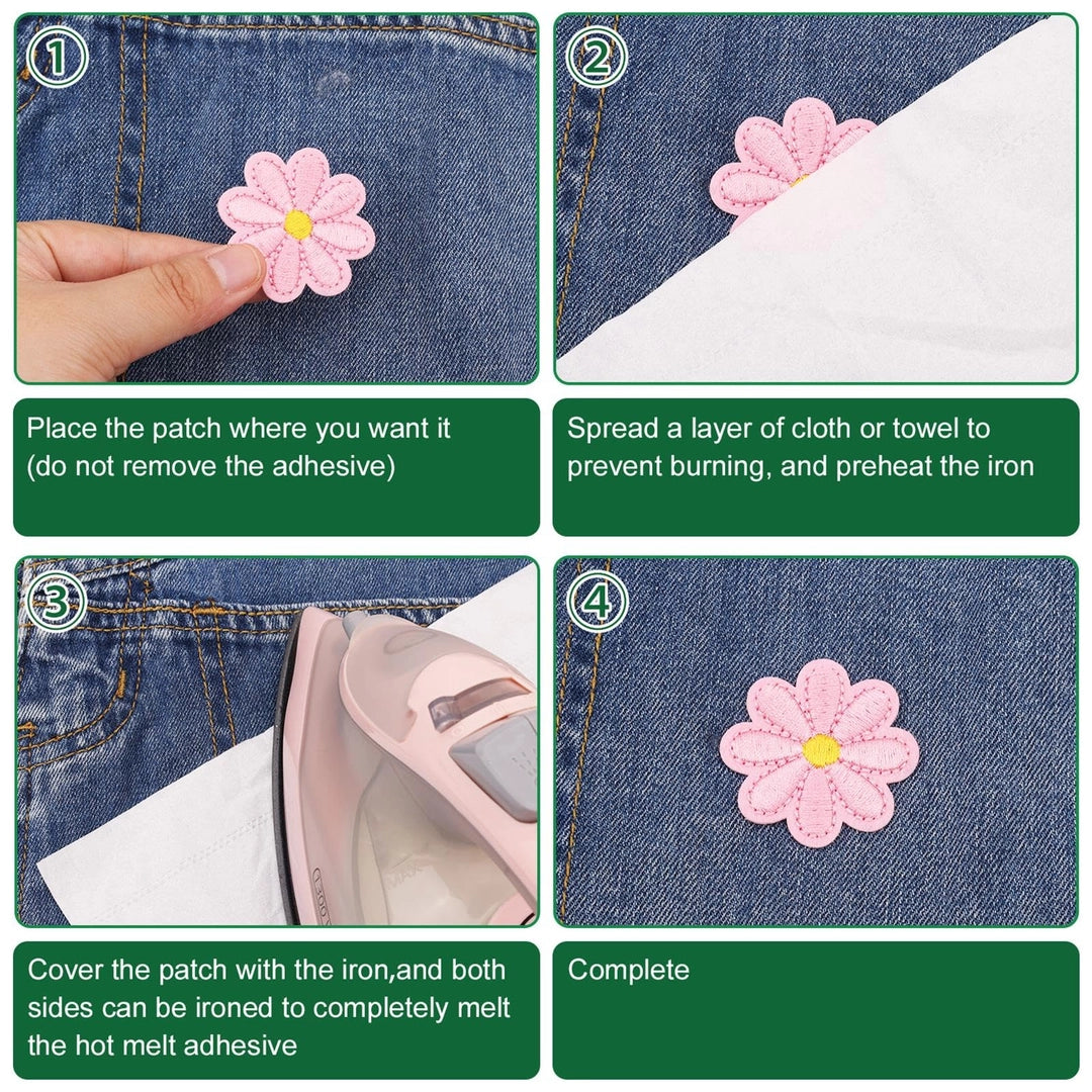 Naszywki termiczne kwiatki 4 cm – 24 szt. kolorowe łatki do ubrań DIY