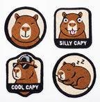 Naszywki Zestaw 4 naszywek z Kapibarą Haftowana Aplikacja Termo Naprasowanka - 042 Kapibara