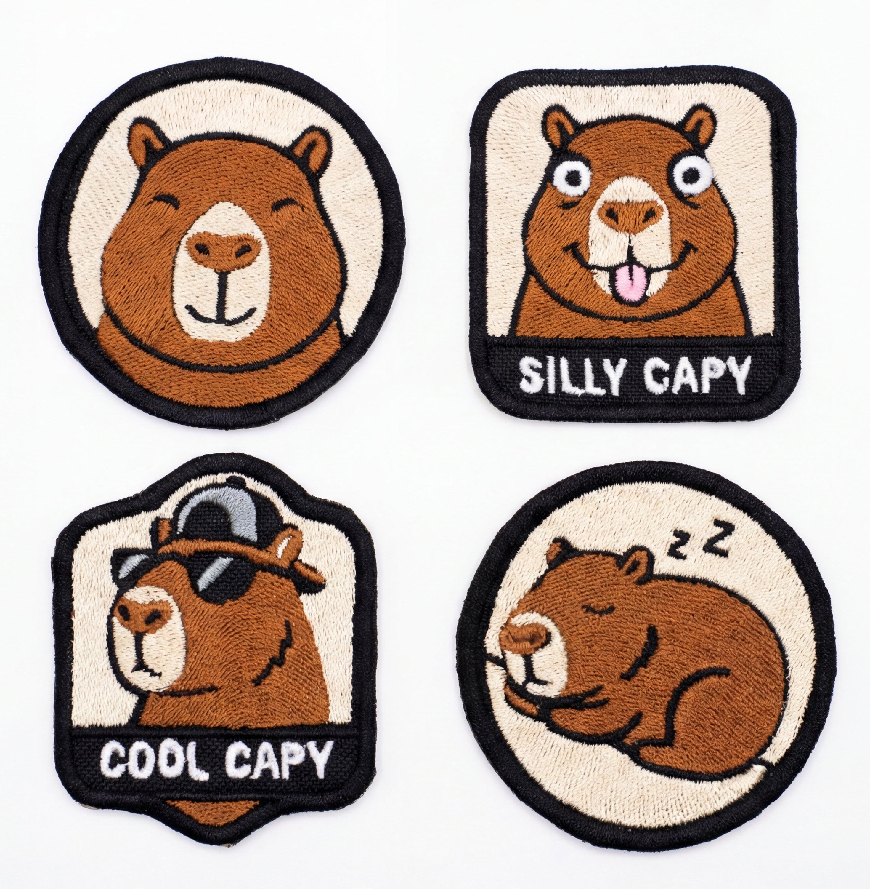 Naszywki Zestaw 4 naszywek z Kapibarą Haftowana Aplikacja Termo Naprasowanka - 042 Kapibara