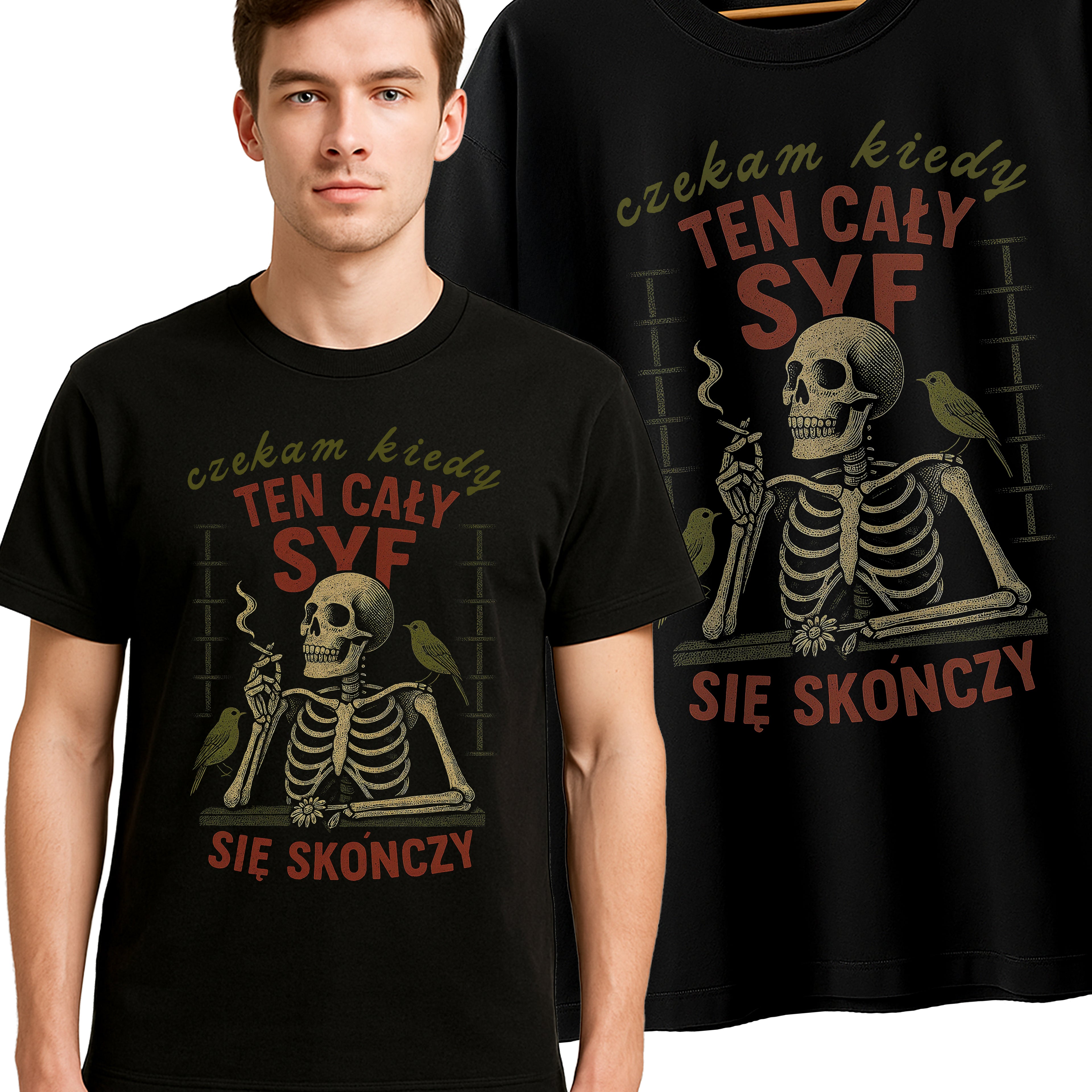 Koszulka Męska Damska Młodzieżowa T-Shirt Śmieszna Tekst - Czekam Kiedy Ten Syf S-2XL