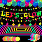 Dekoracje UV neonowe na imprezę Glow Party zestaw 141 elementów
