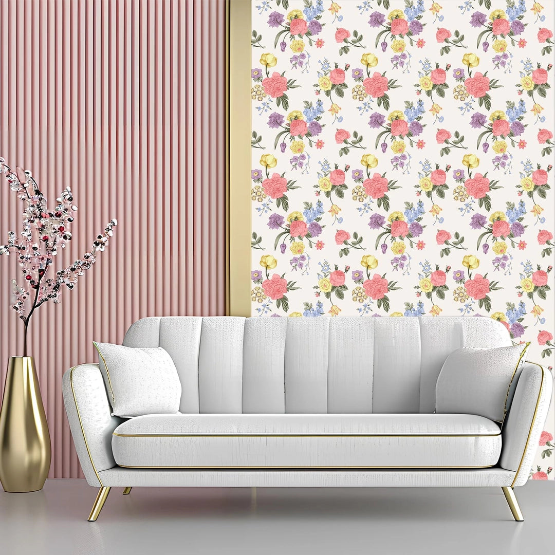Tapeta Okleina samoprzylepna retro z kwiatowym wzorem vintage – róże piwonie 40x300 cm